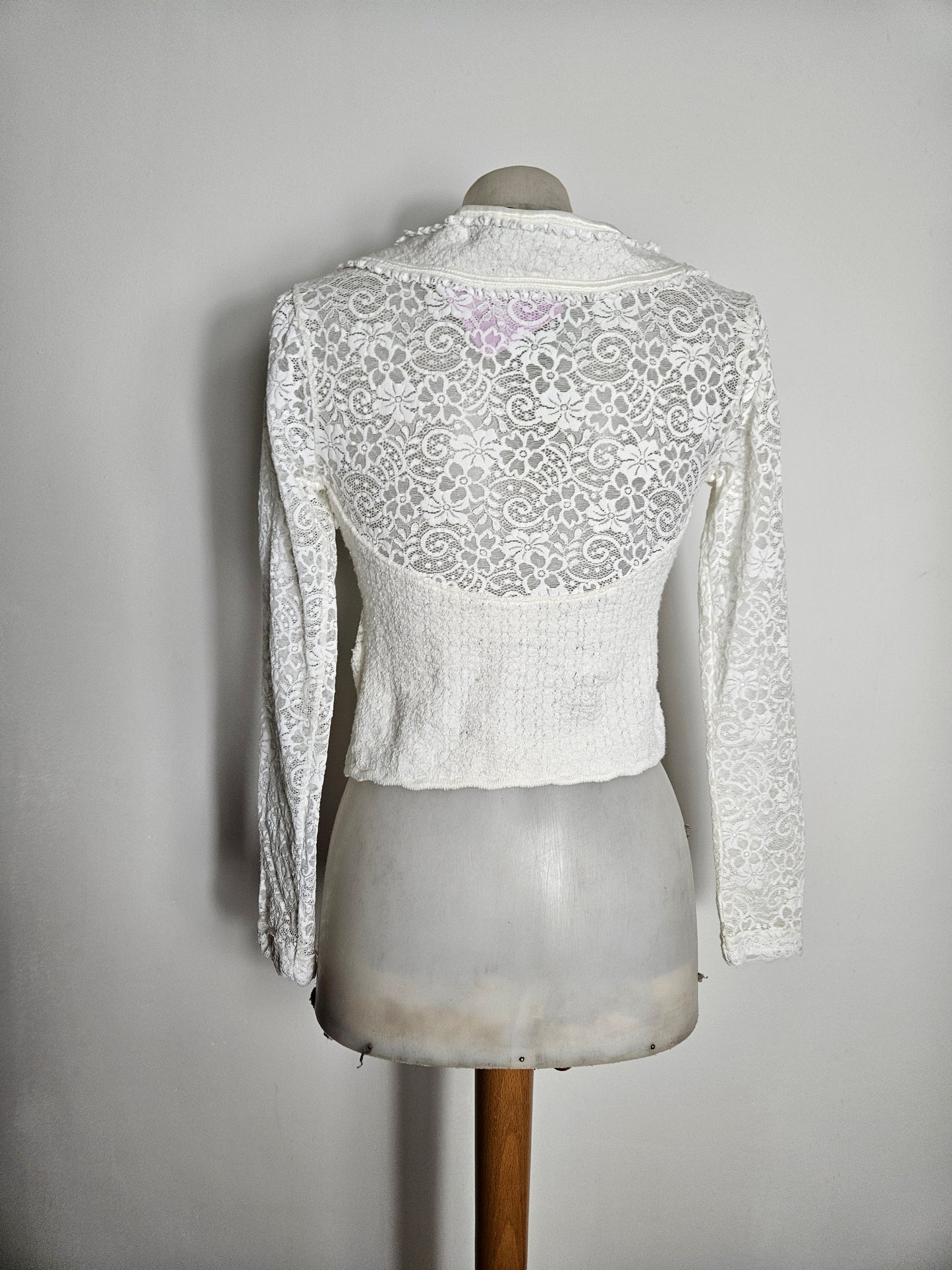 White lace top with floral details