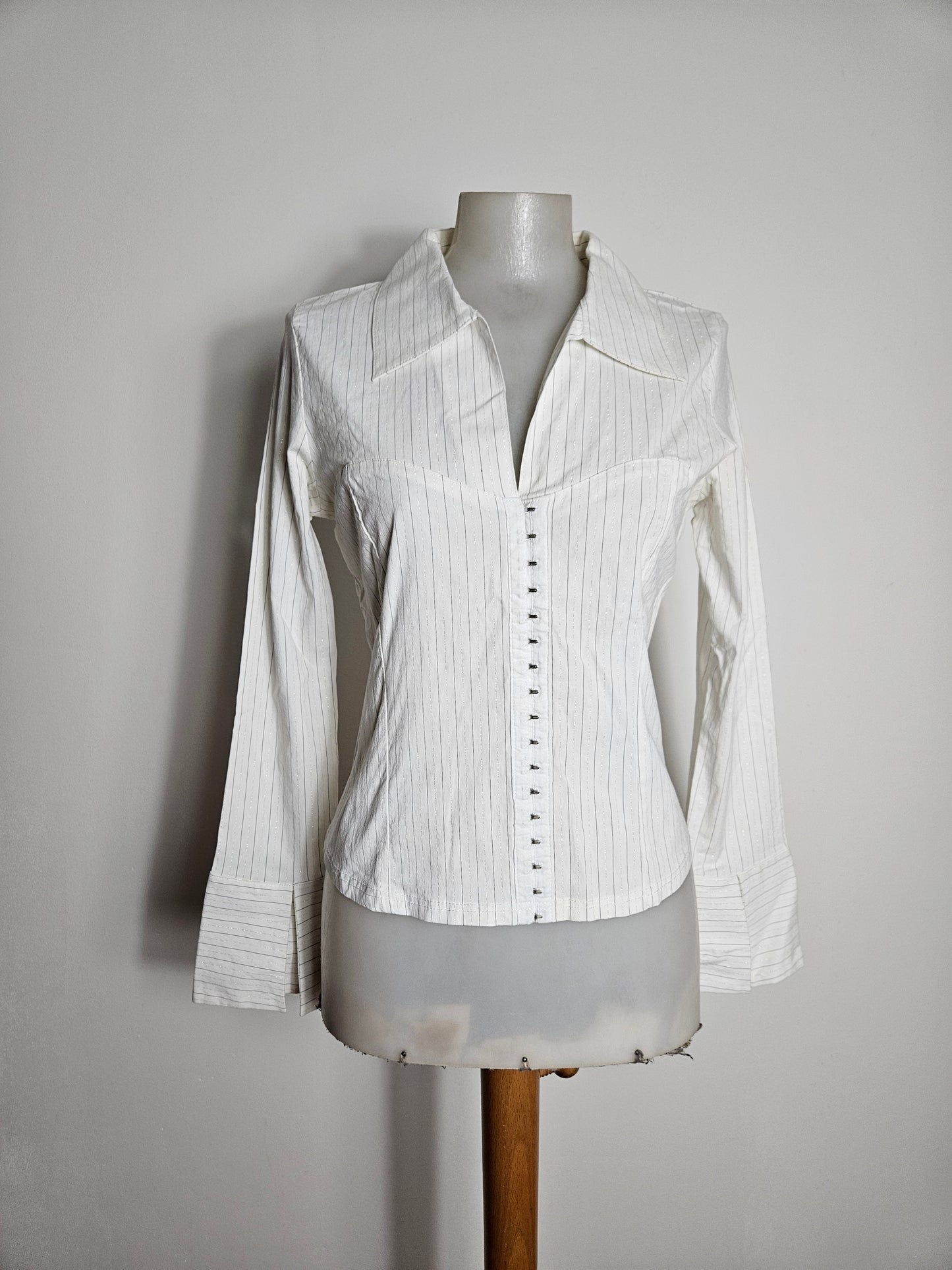 Chemisier rayé fermeture agrafes