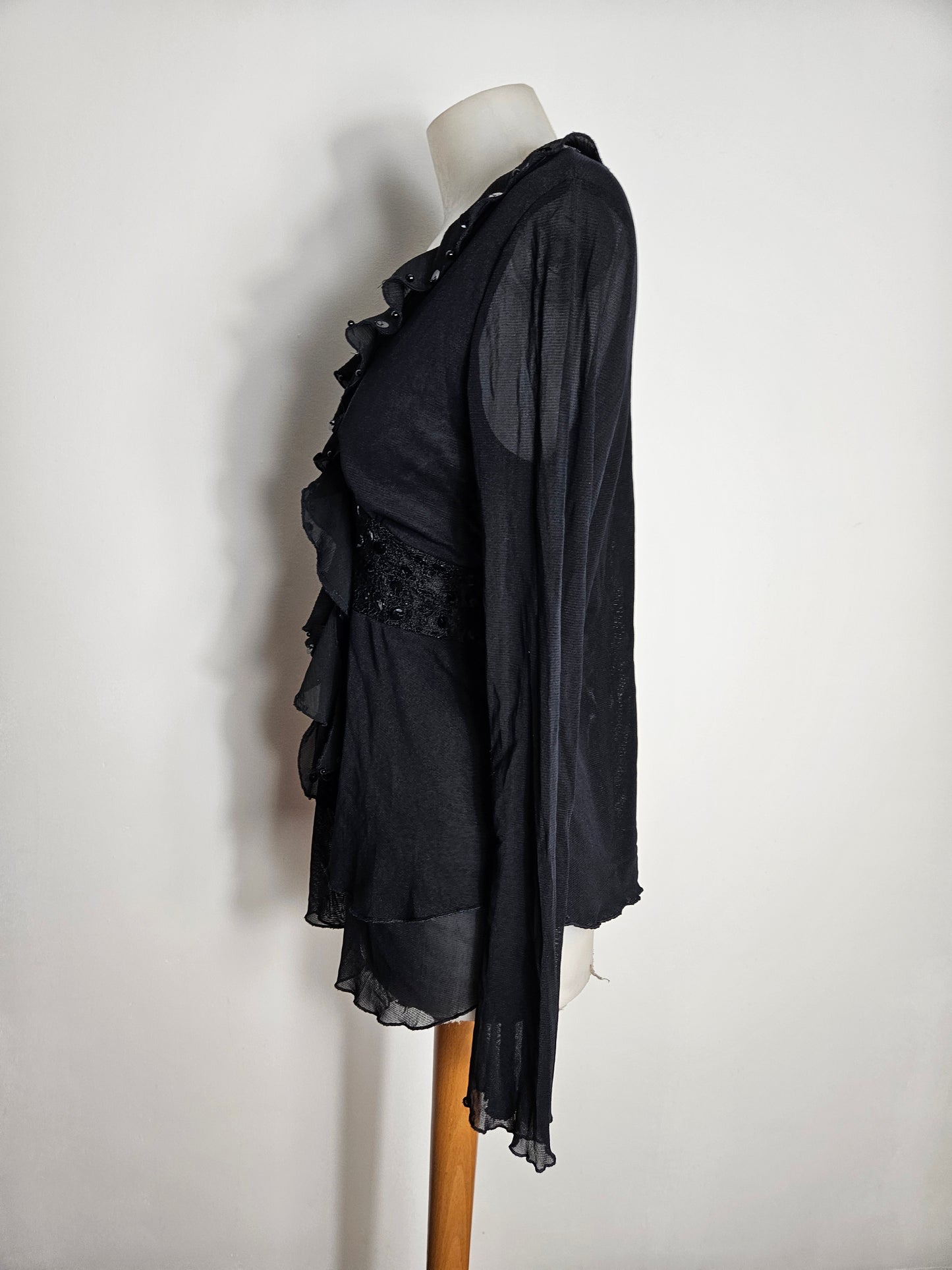 Chemisier en voile et broderies noir