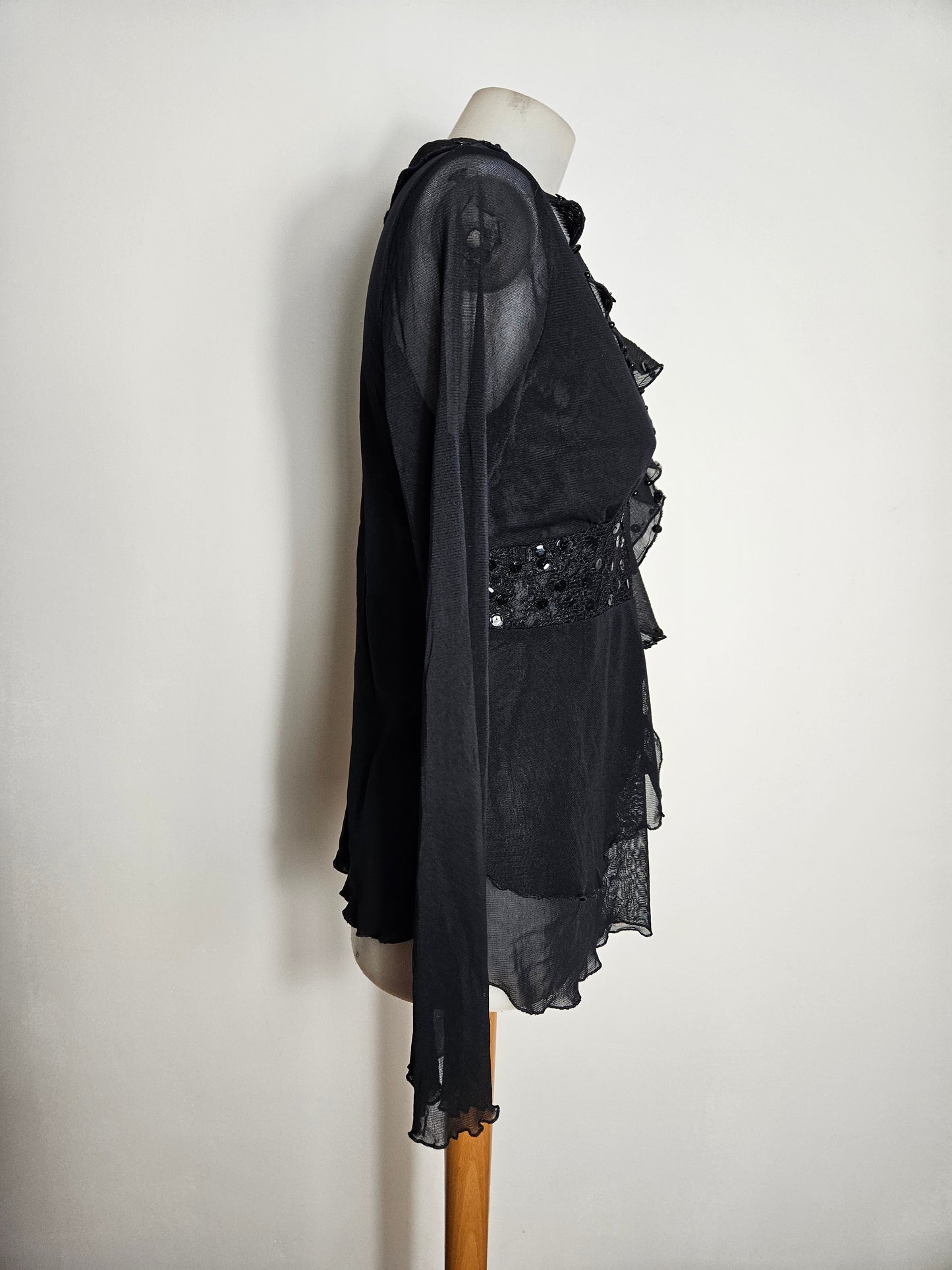 Chemisier en voile et broderies noir