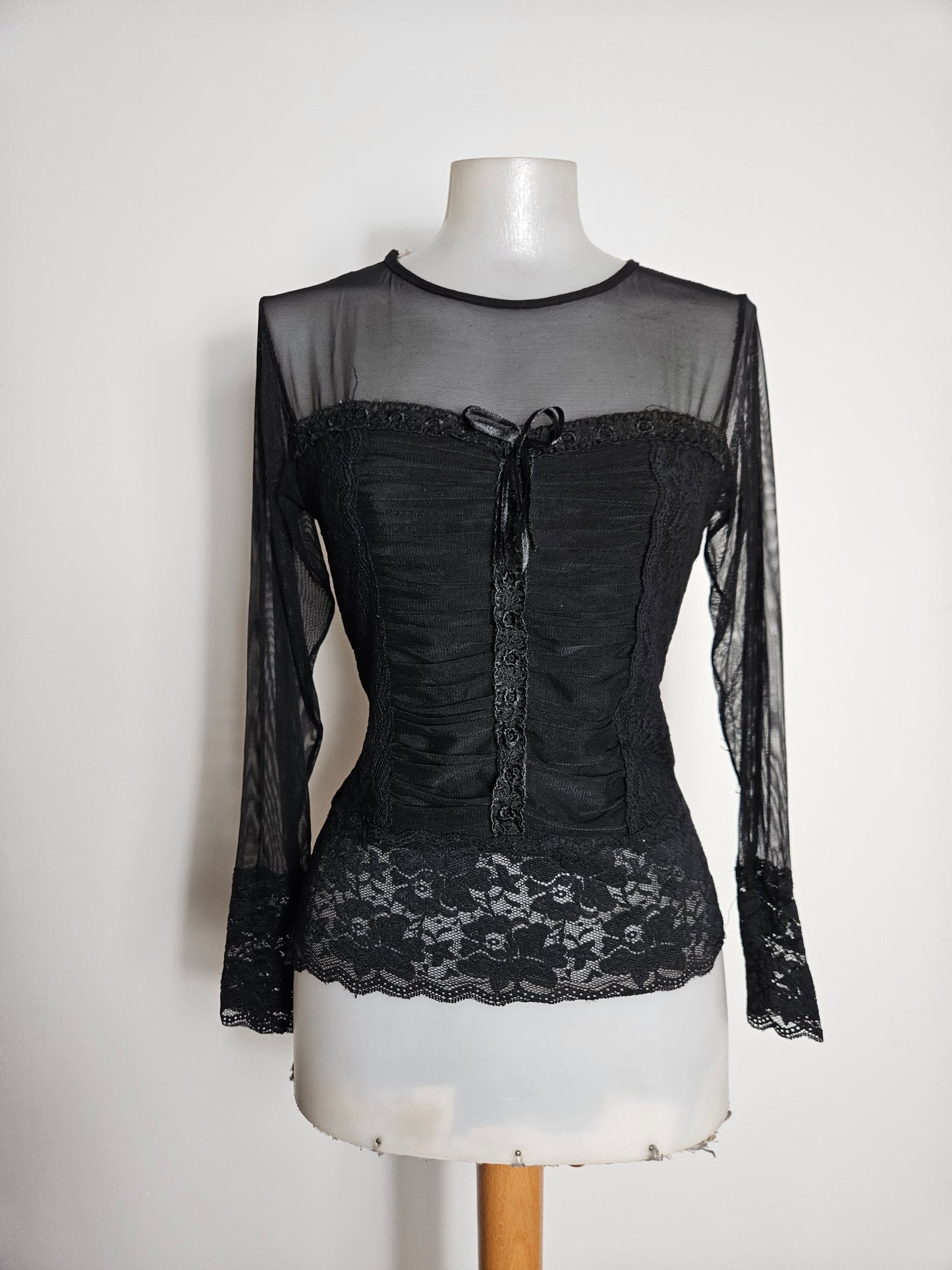 Black voile and lace top