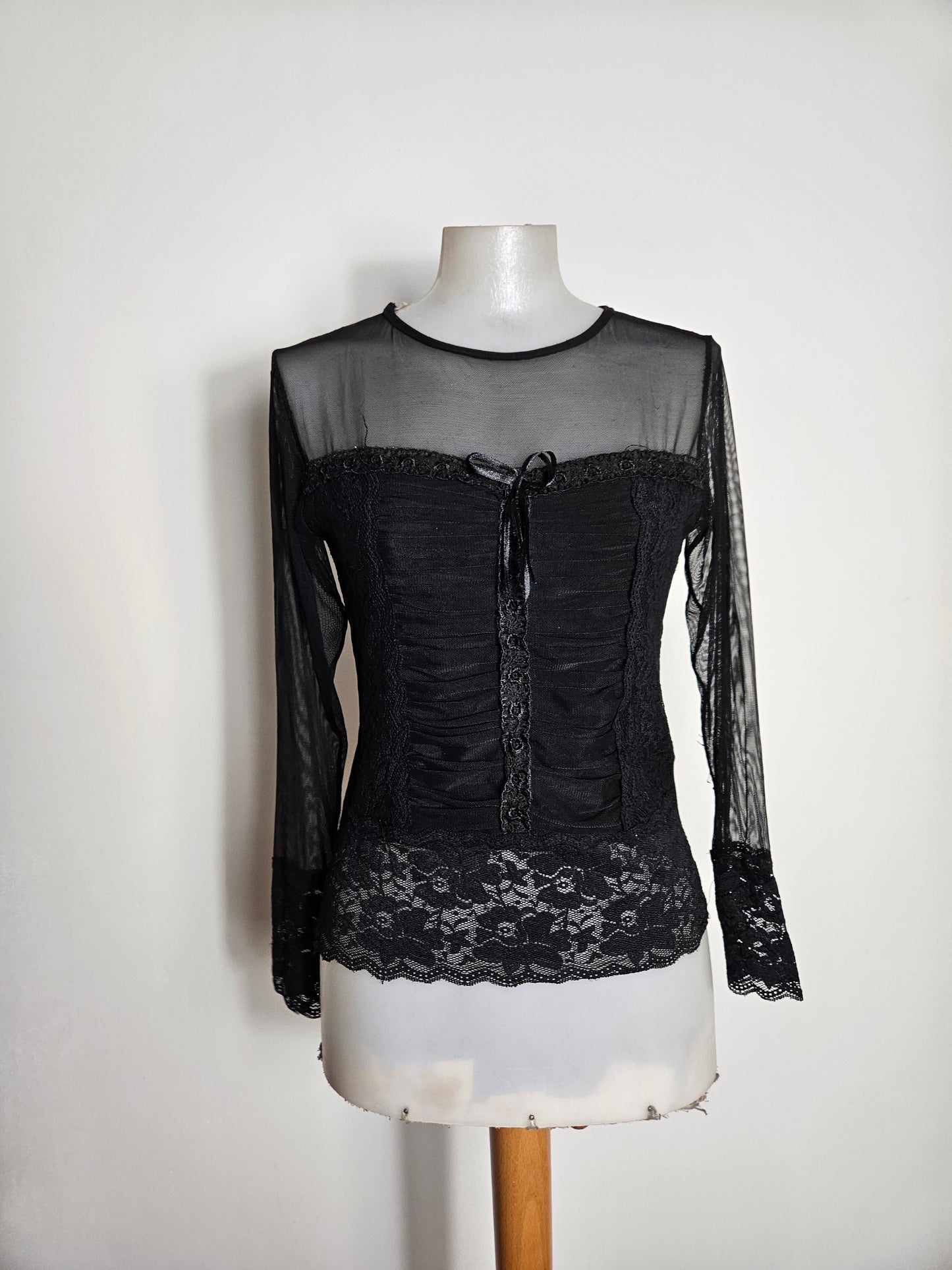 Black voile and lace top