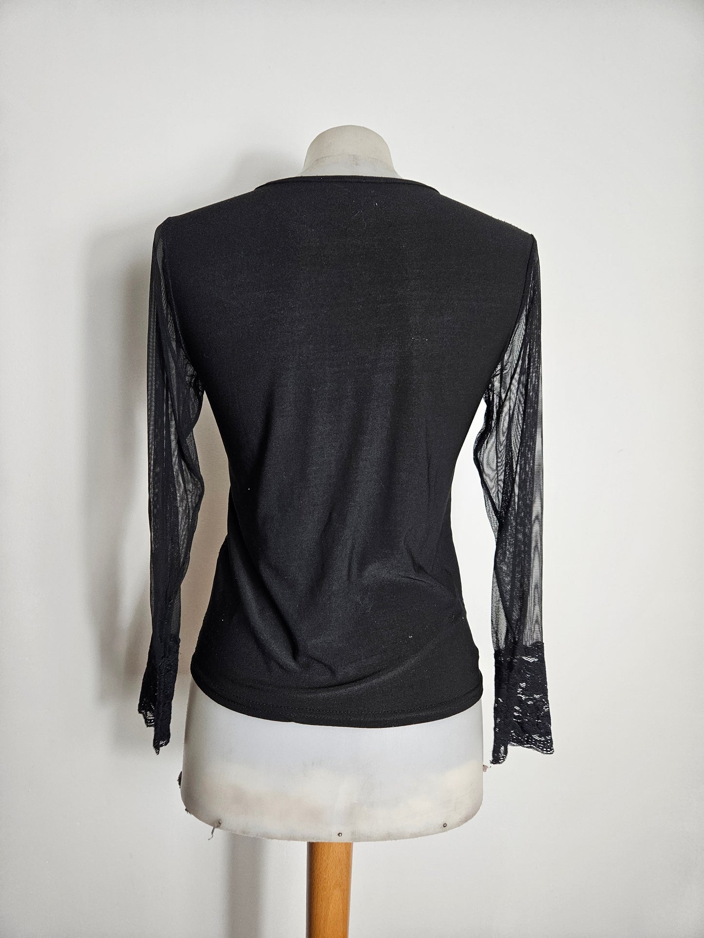 Black voile and lace top