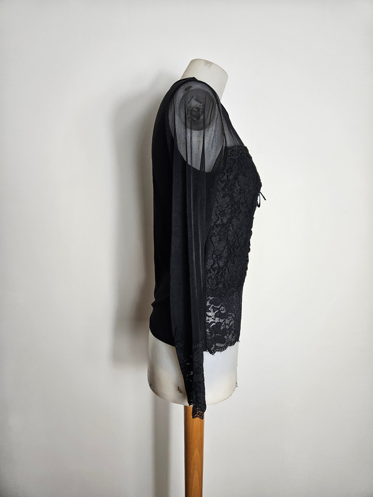 Black voile and lace top
