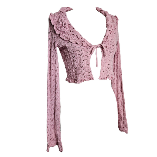 Boléro en crochet rose