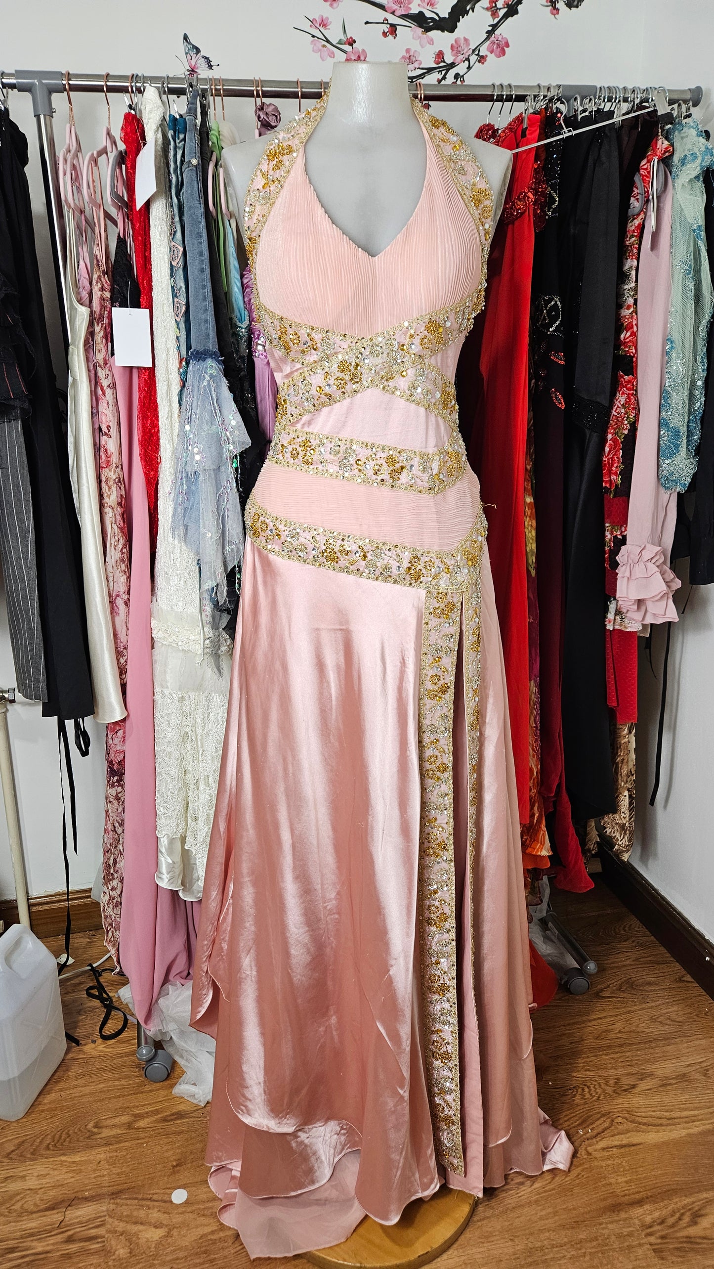 Maxi robe dos nu rose