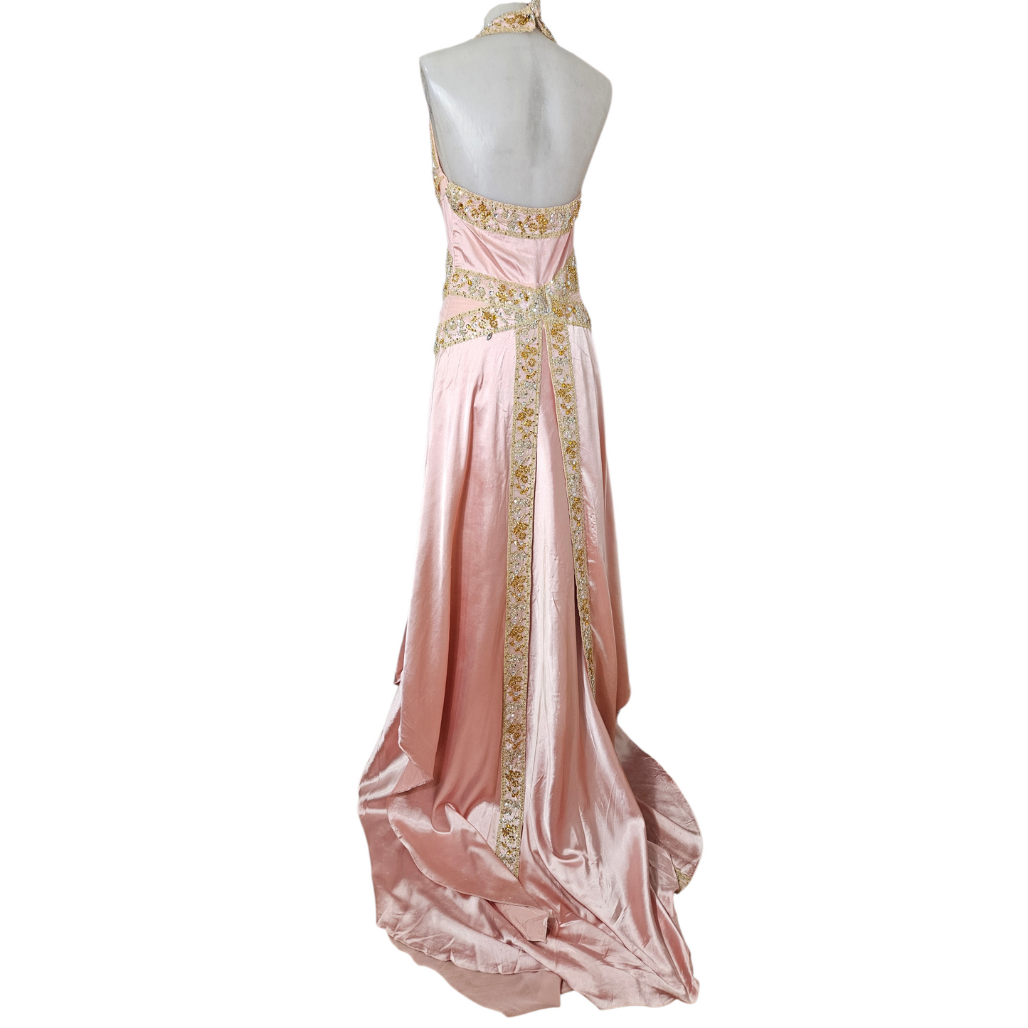 Maxi robe dos nu rose