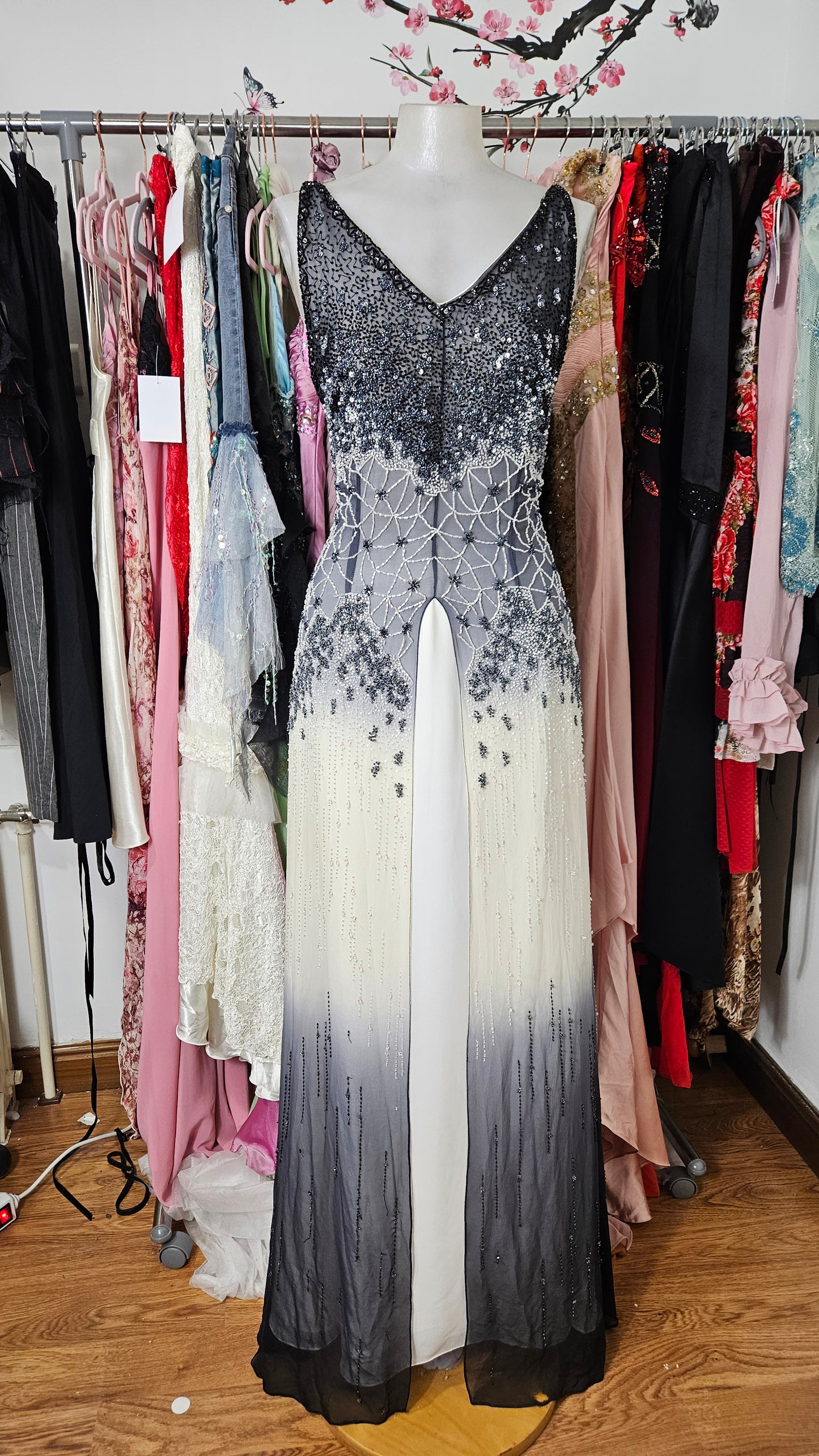 Yve London embroidered silk dress