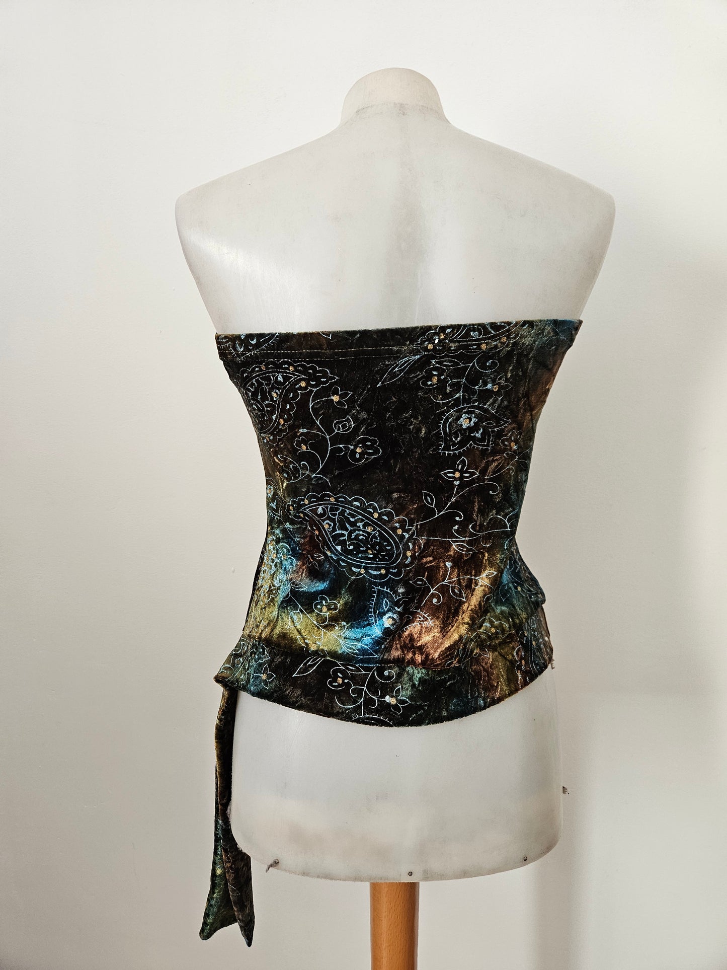 Bustier en velours ras à arabesques