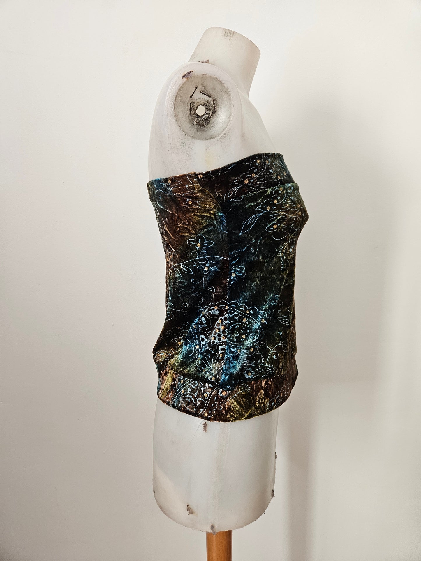 Bustier en velours ras à arabesques