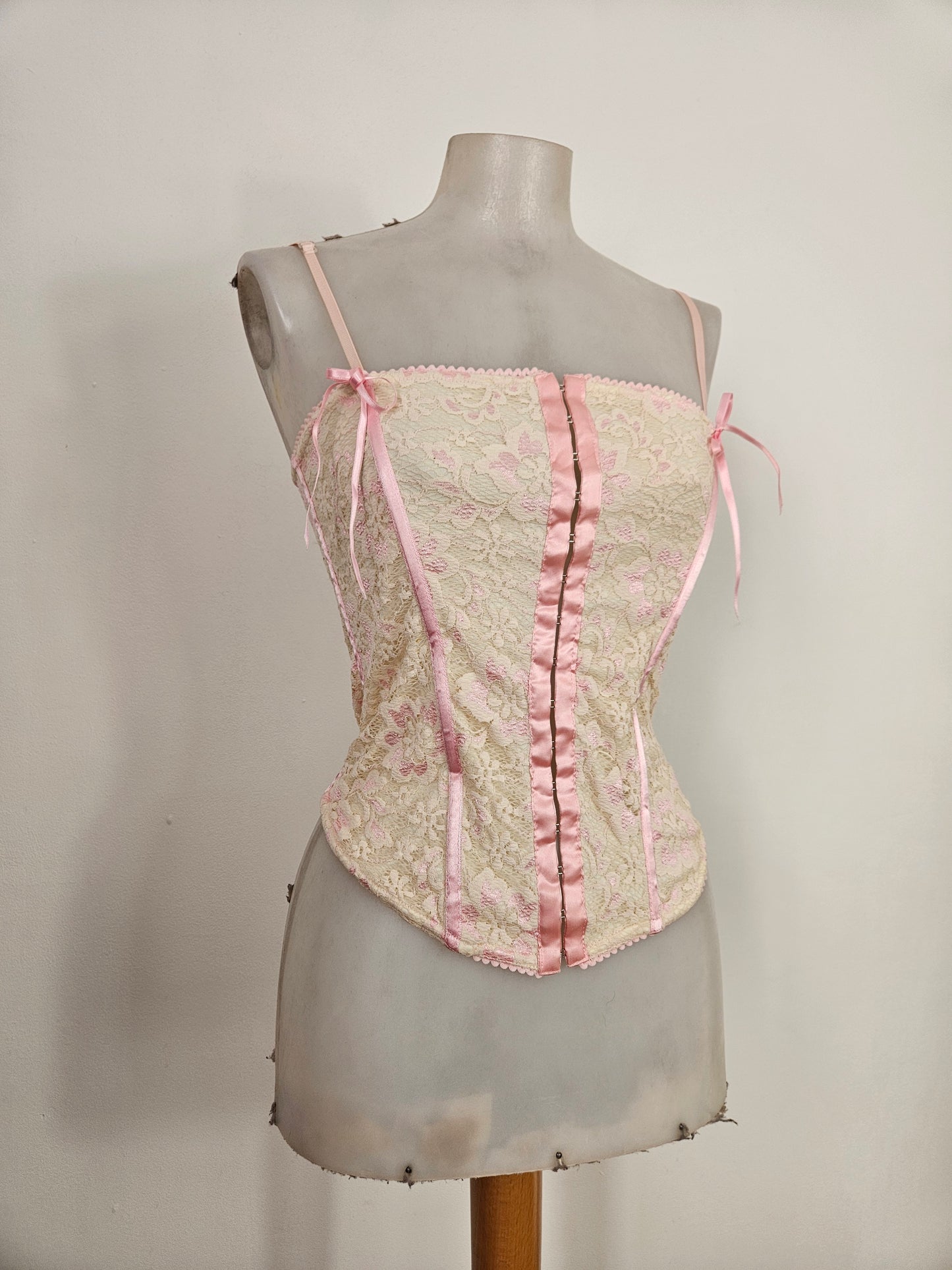 Haut esprit corset beige et rose