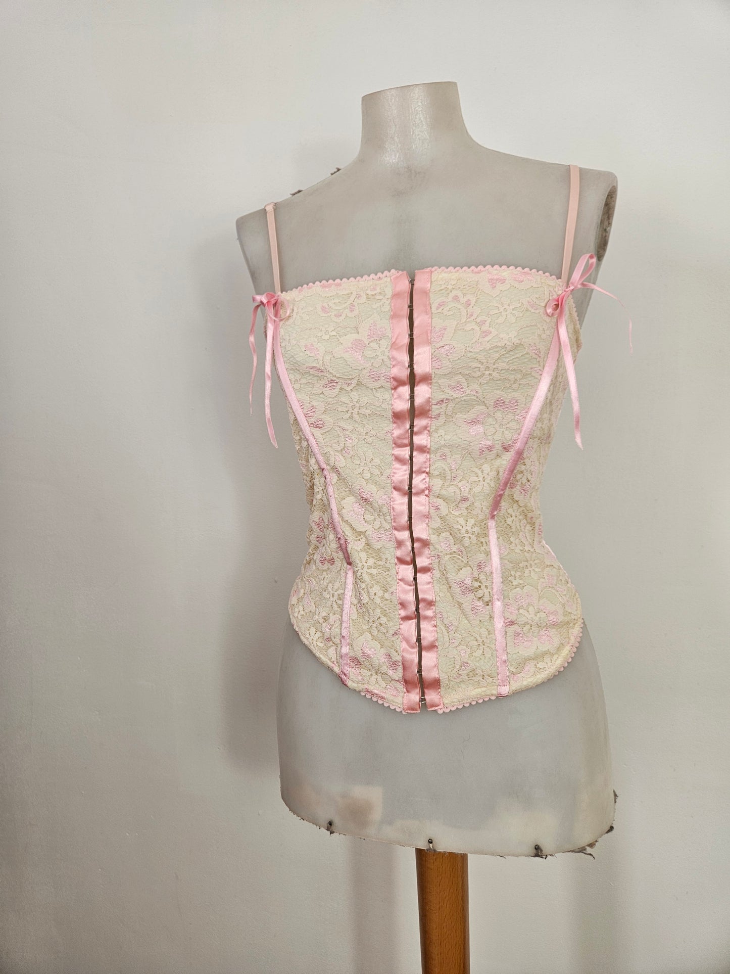 Haut esprit corset beige et rose