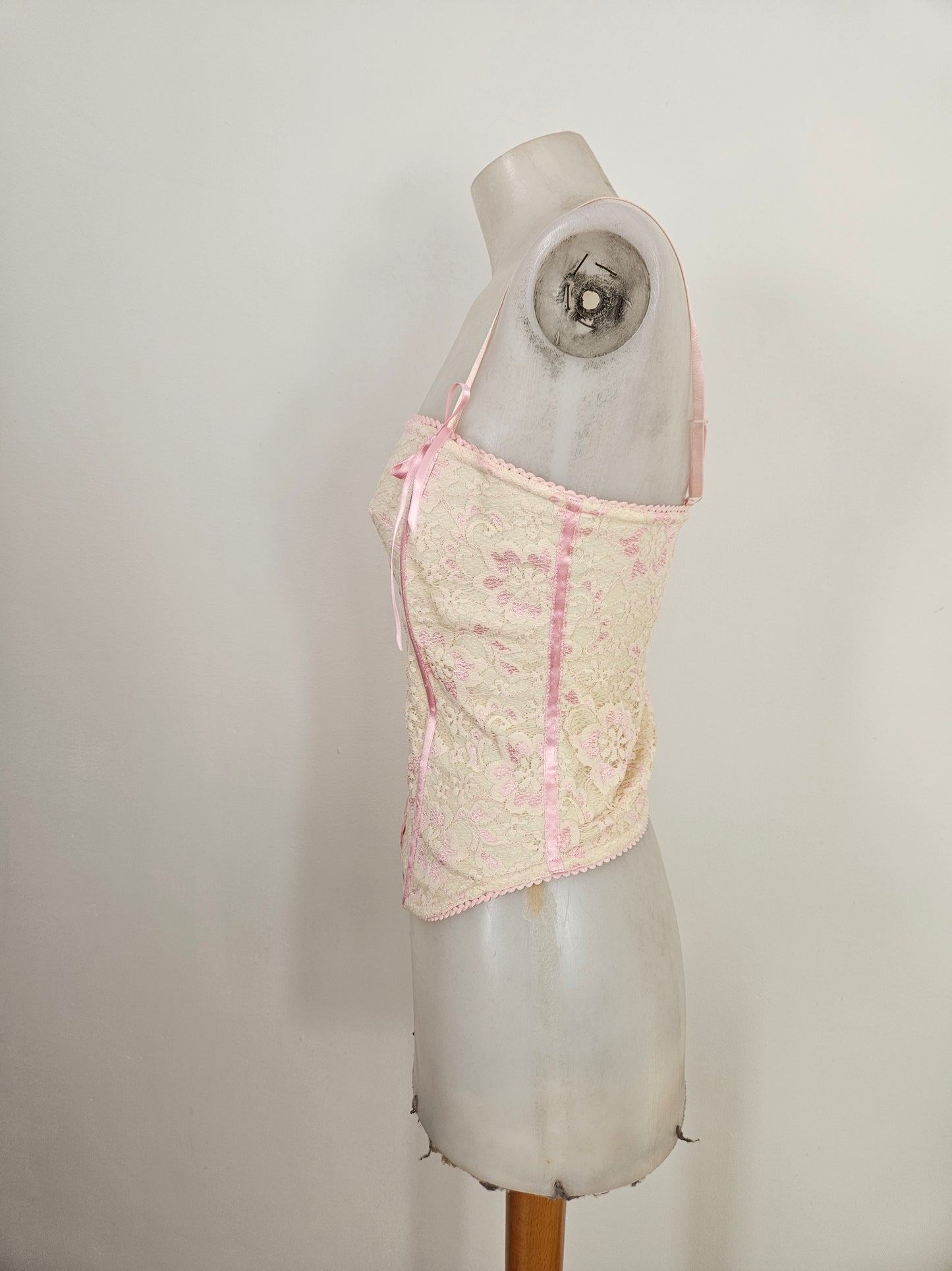 Haut esprit corset beige et rose