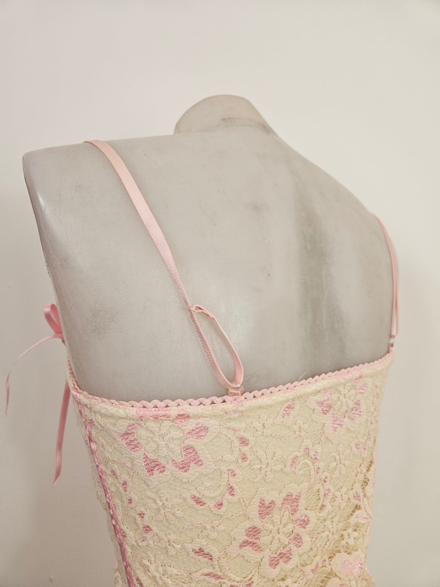 Haut esprit corset beige et rose