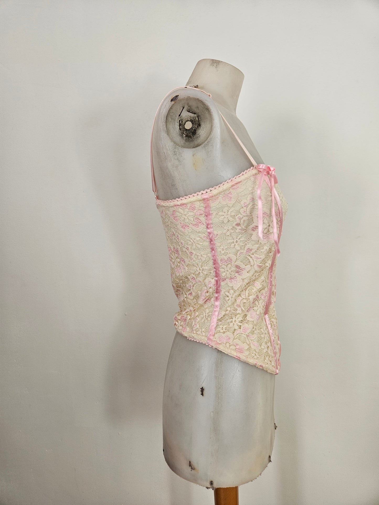 Haut esprit corset beige et rose