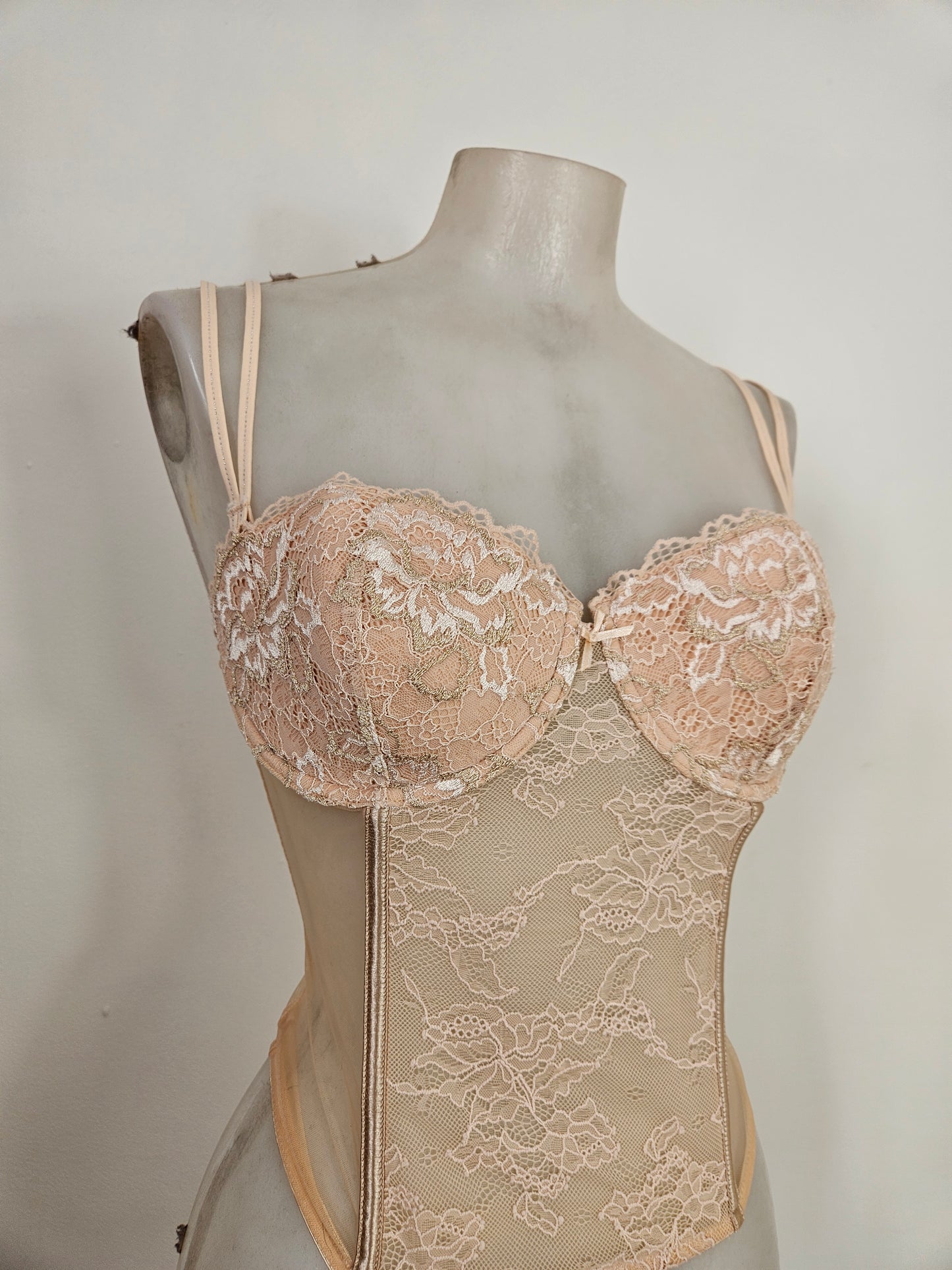 Bustier corset en voile et dentelle