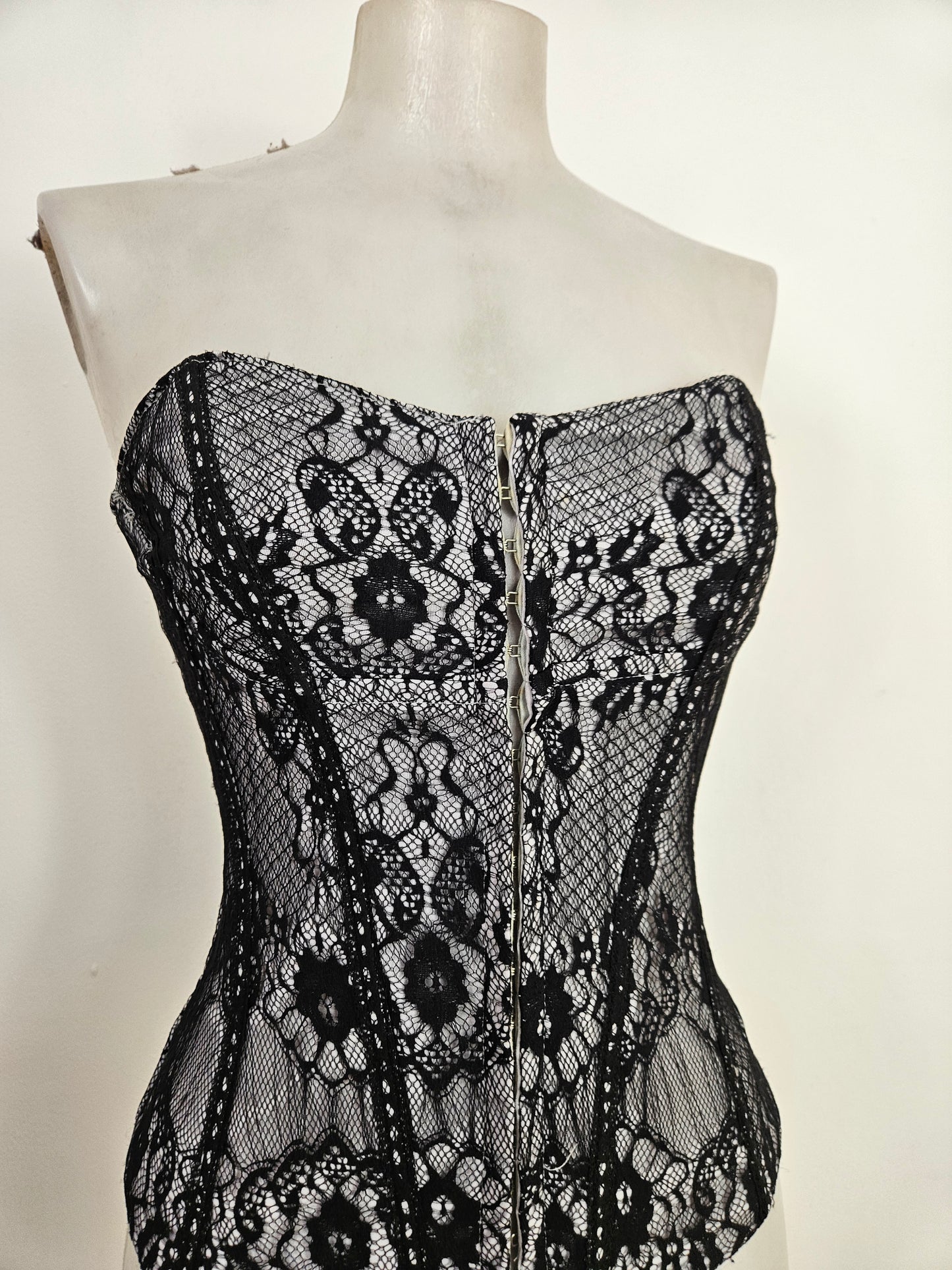 Bustier corset noir et gris