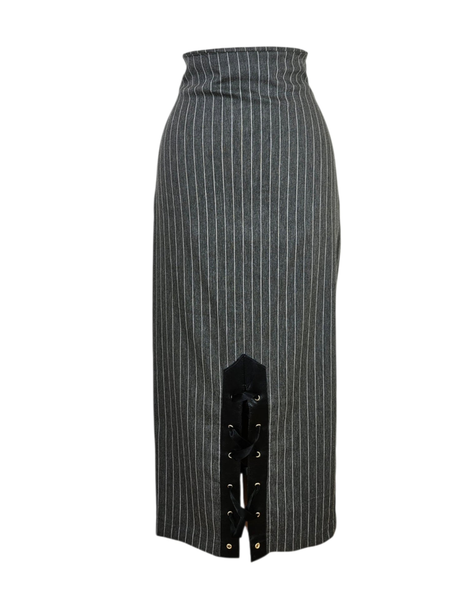 Jupe de tailleur rayée avec laçage