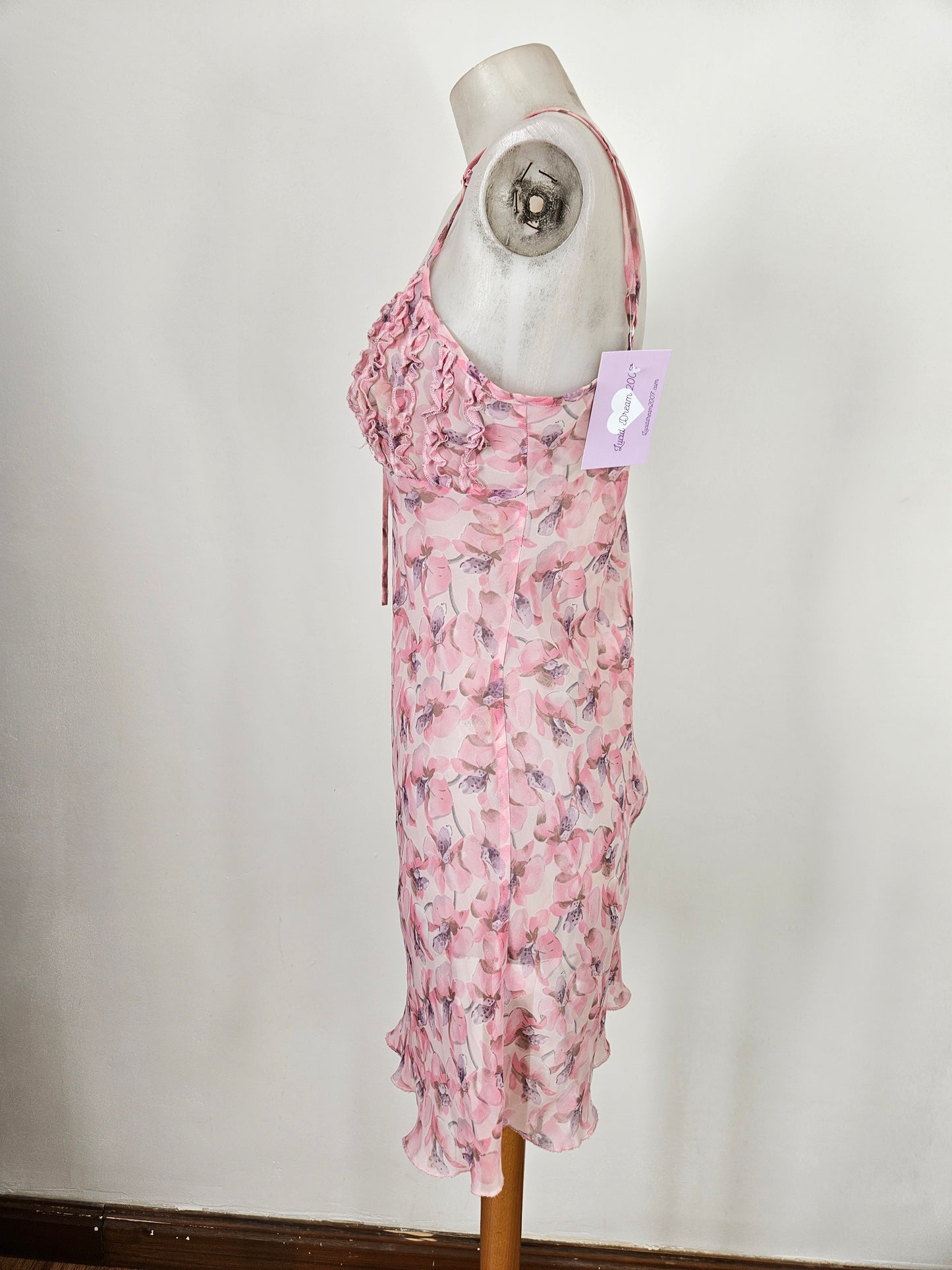 Nuisette en voile fleuri rose