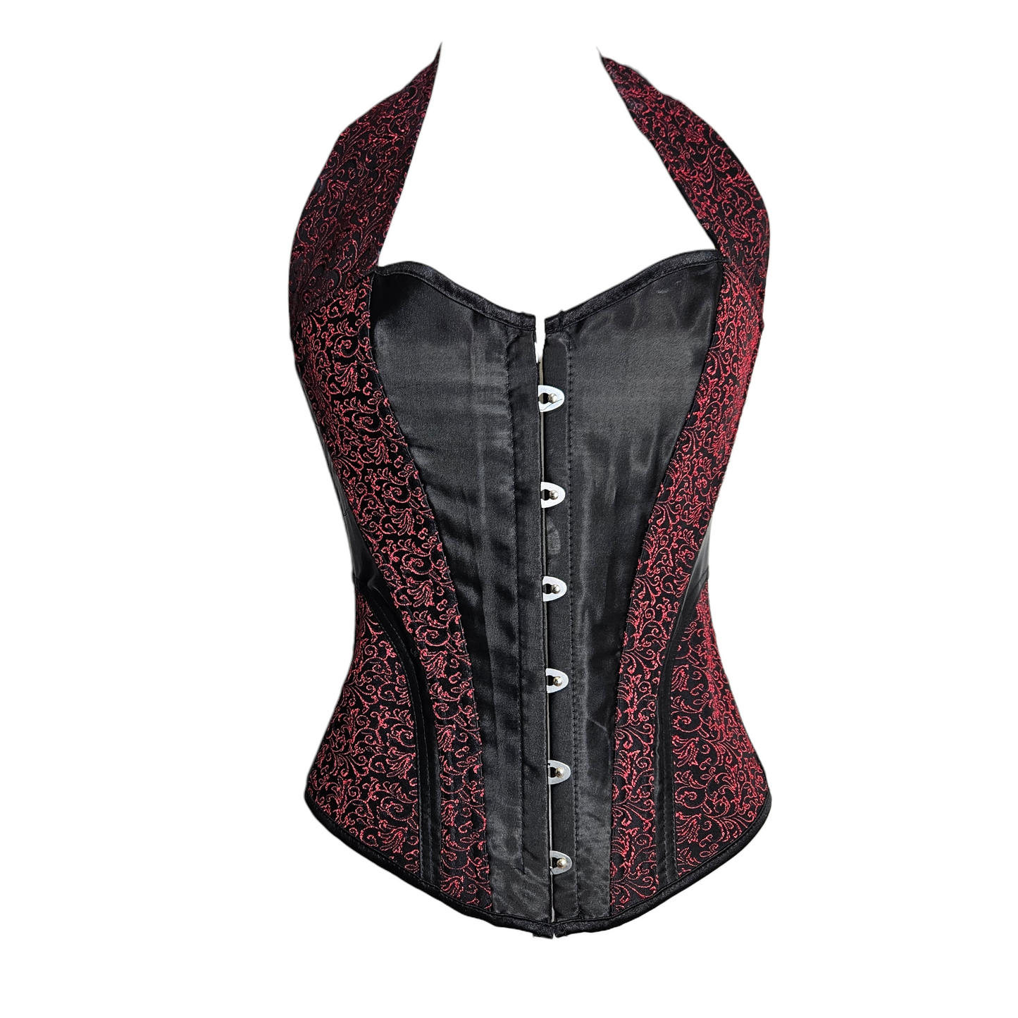 Corset dos nu noir et rouge