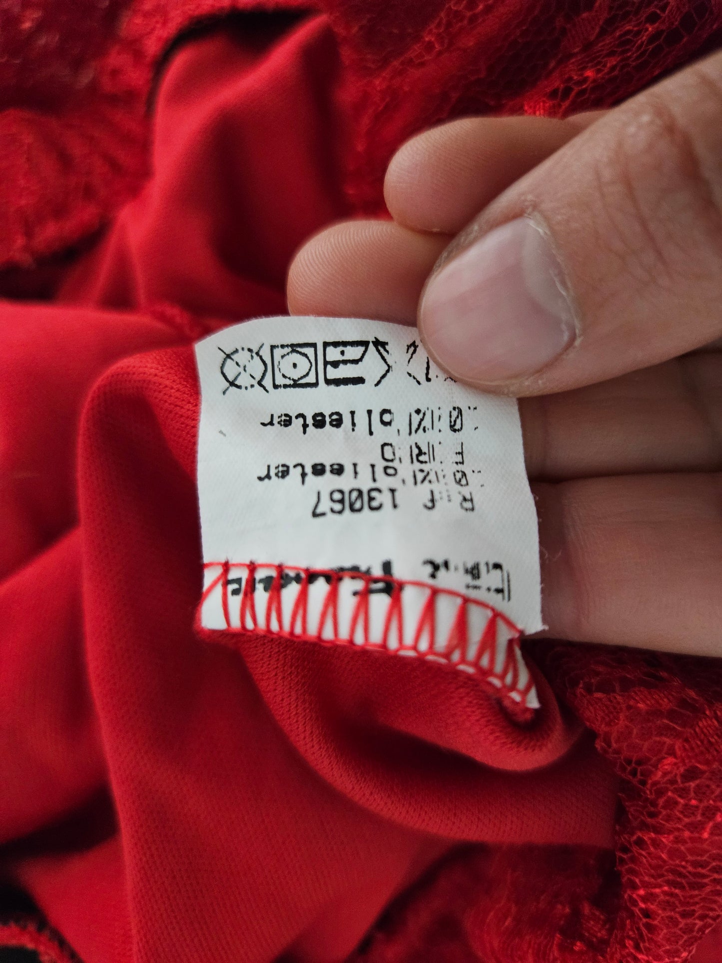 Red lace strapless dress