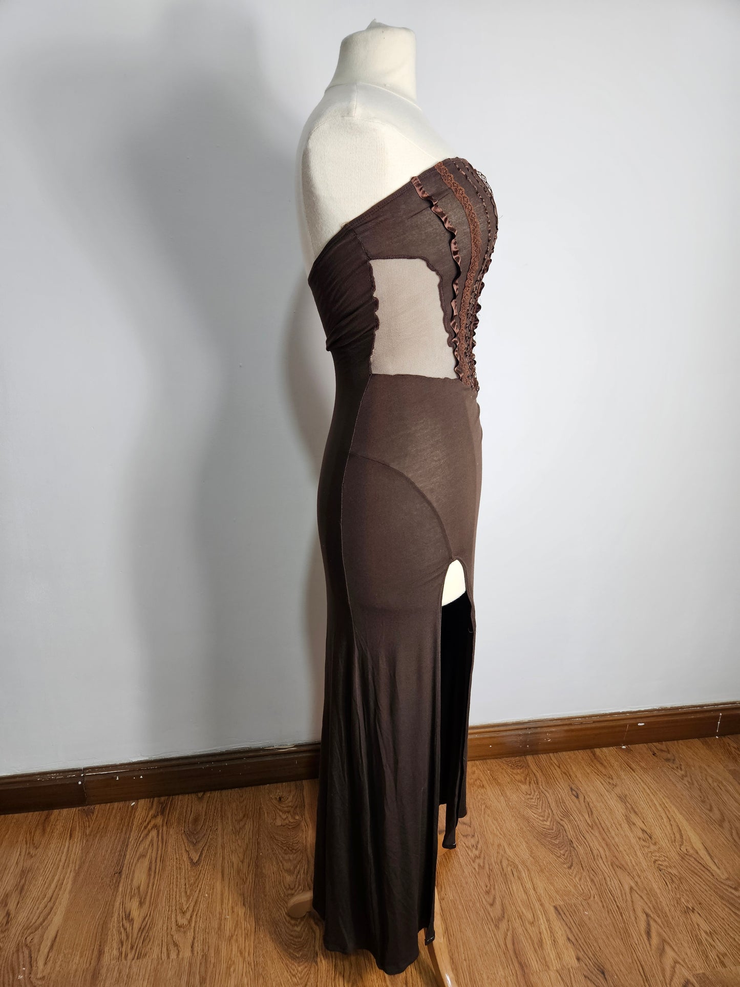 brown strapless dress