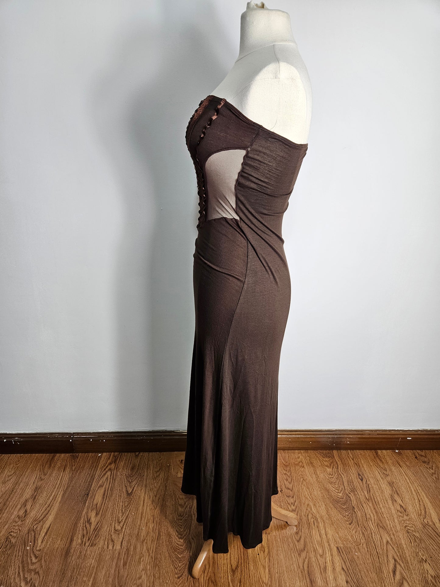 brown strapless dress