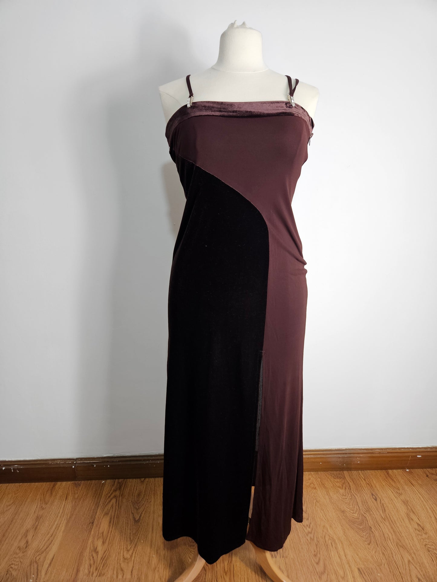 Robe bi matière marron