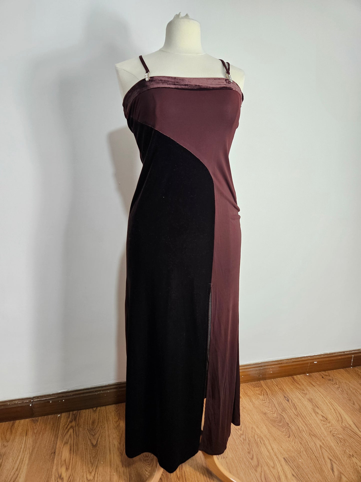 Robe bi matière marron