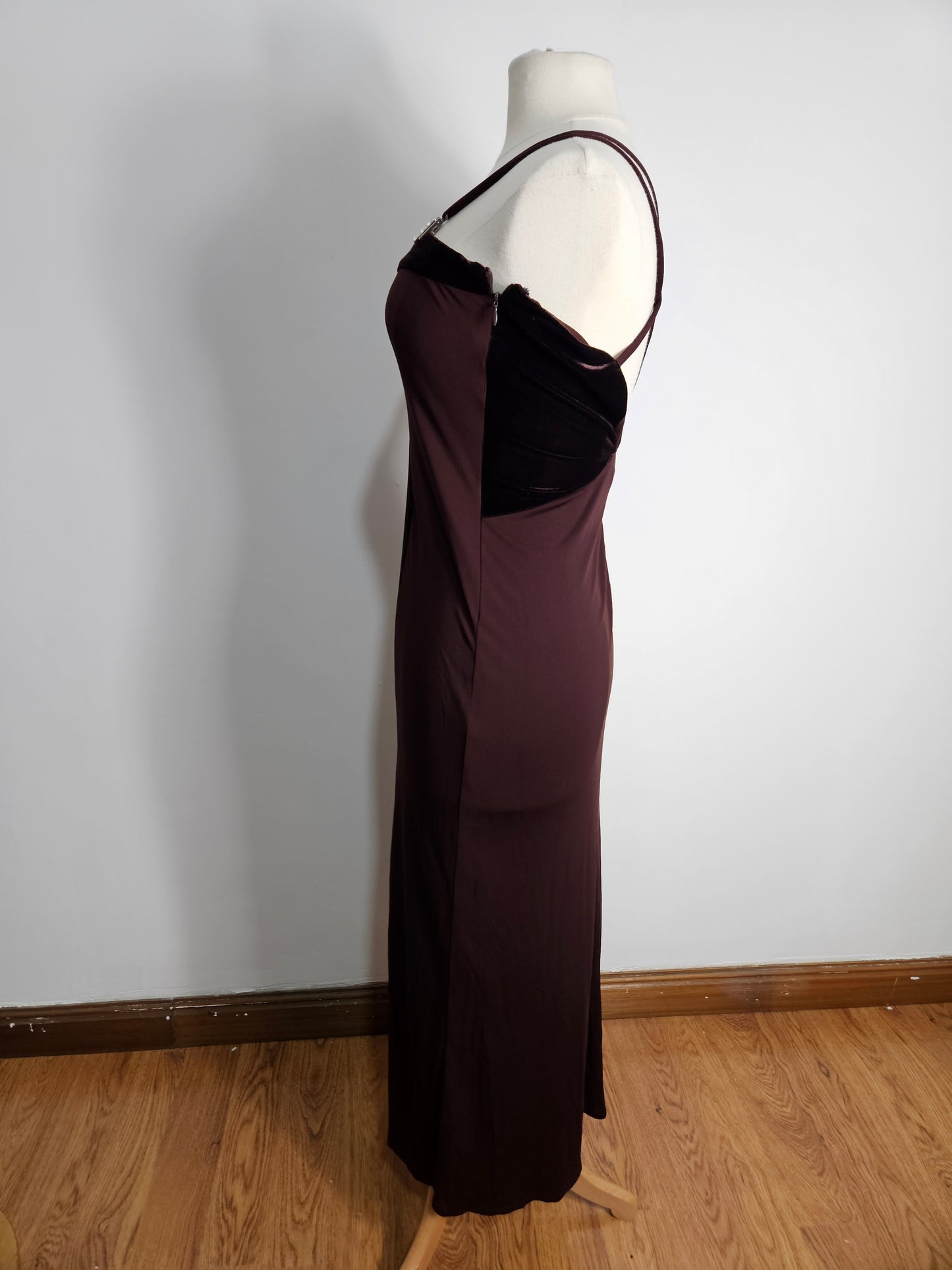 Robe bi matière marron