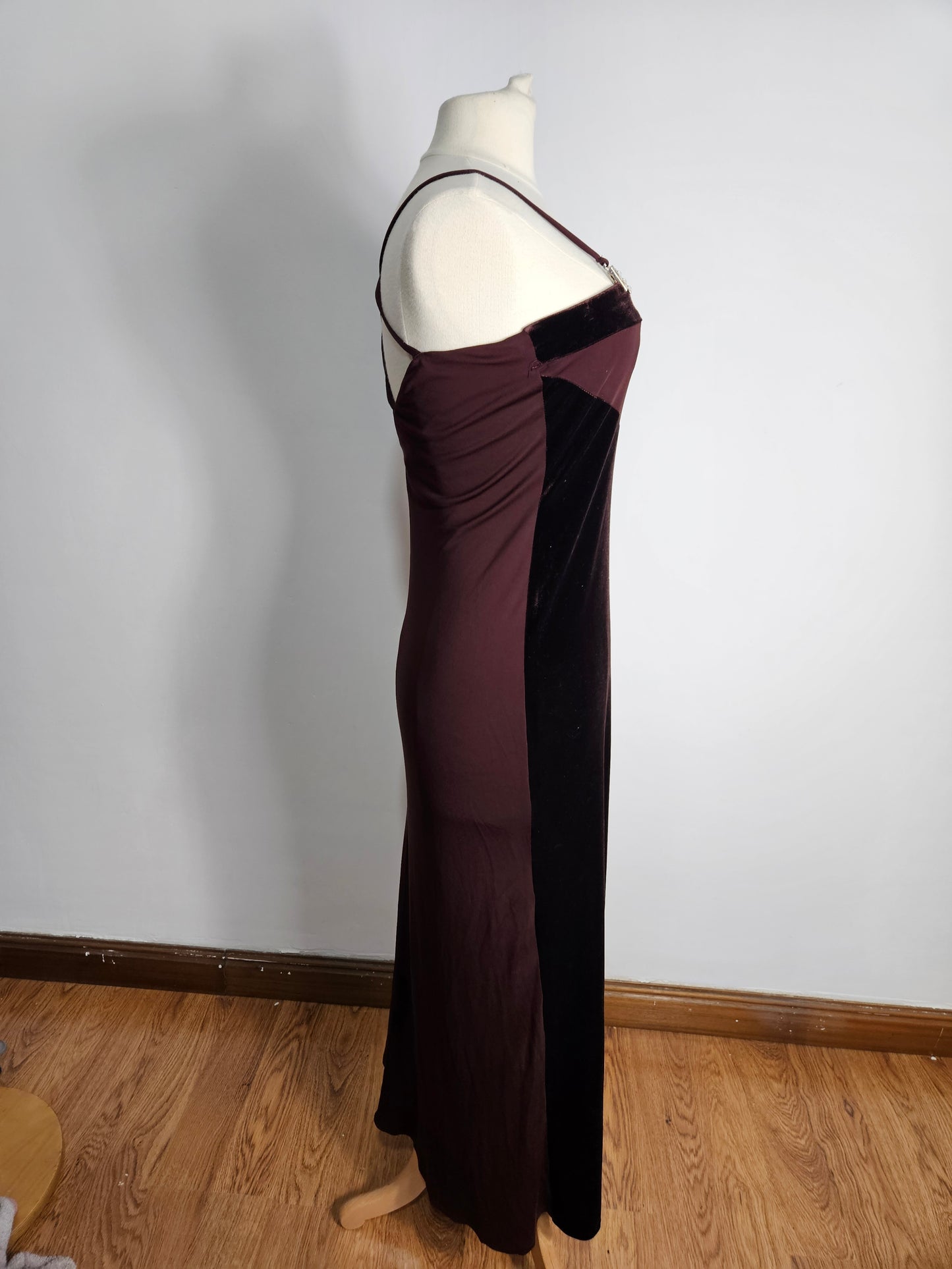 Robe bi matière marron