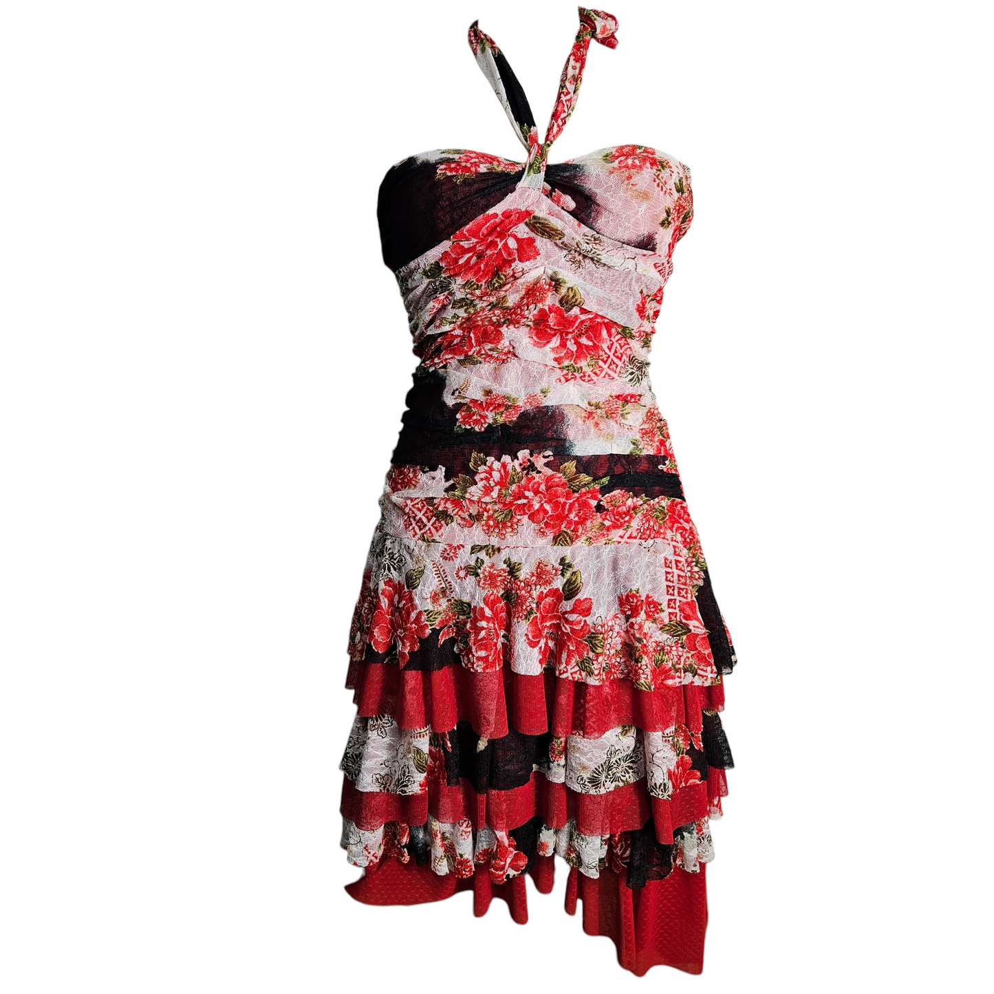 Strapless dress in floral lace