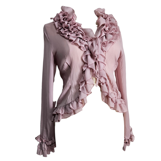 Chemisier à volants rose