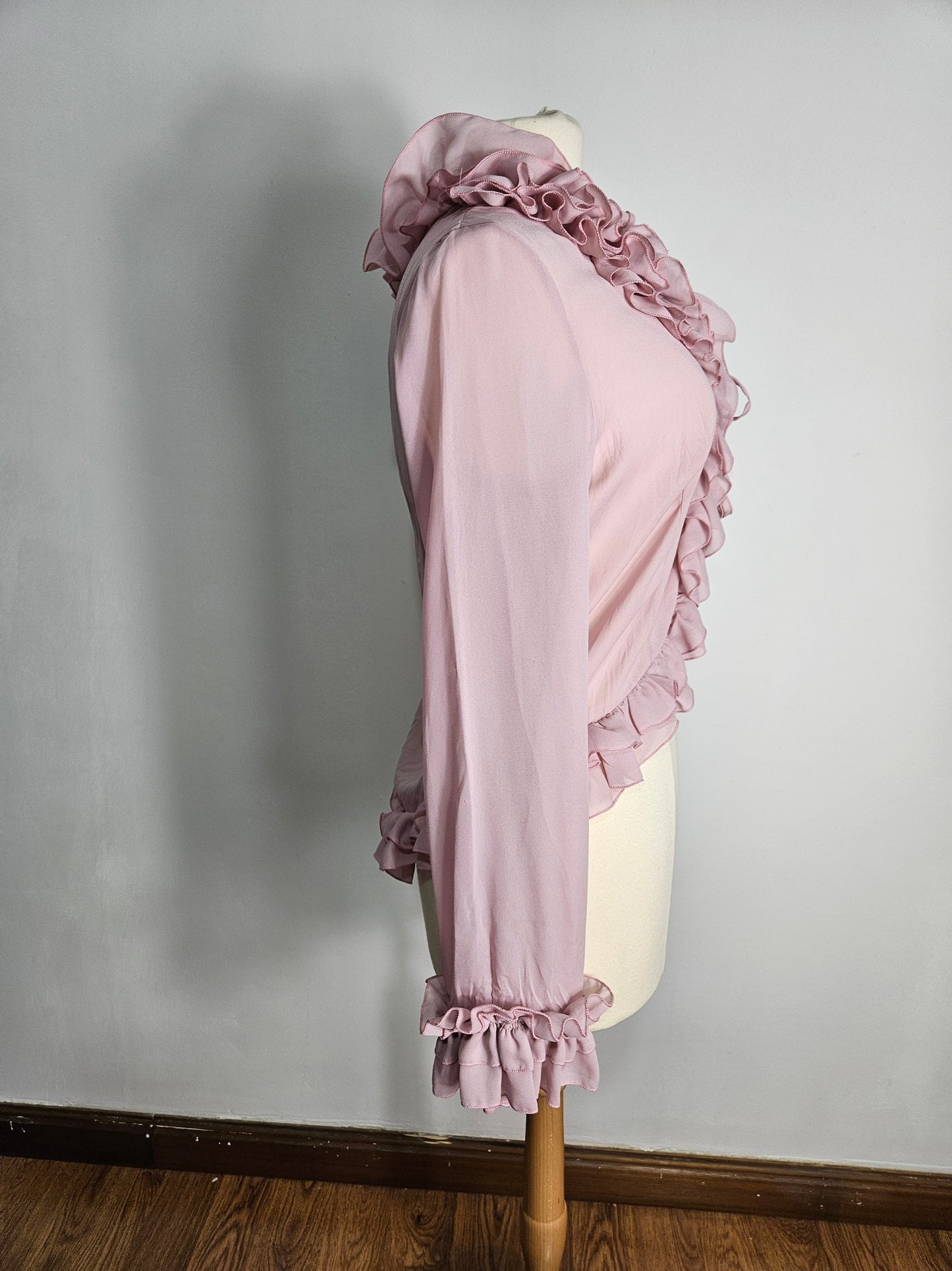 Chemisier à volants rose