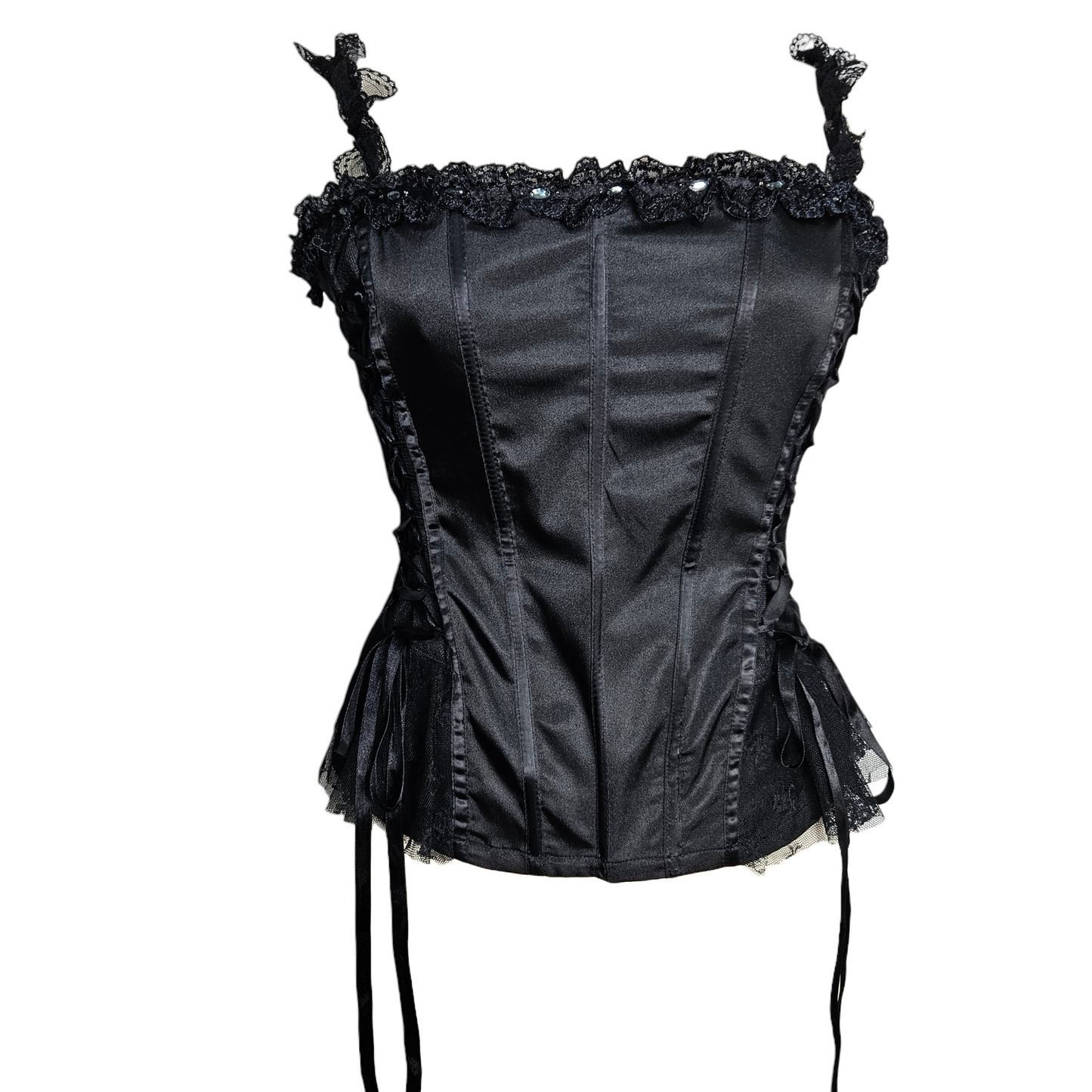 Haut esprit corset satiné noir