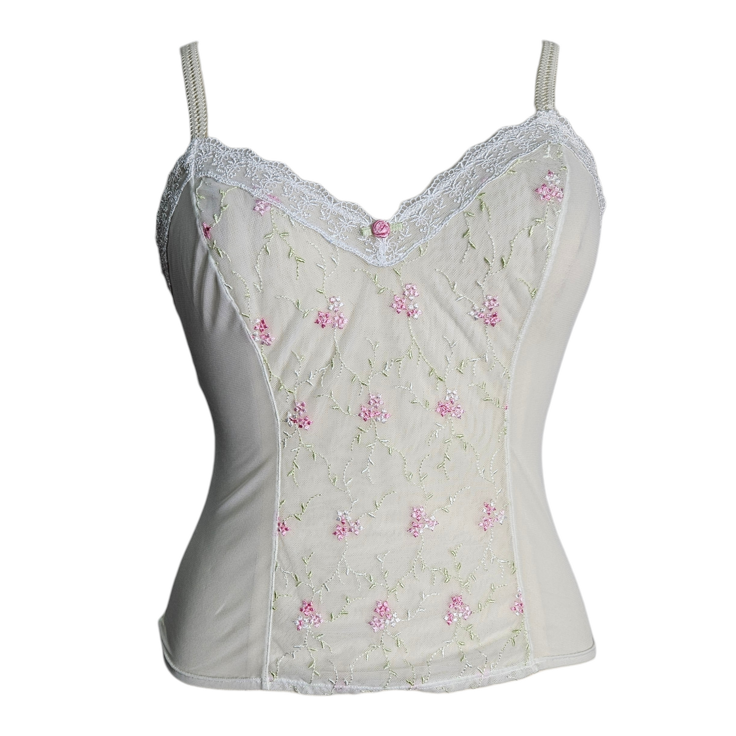 Haut en voile blanc détails fleurs