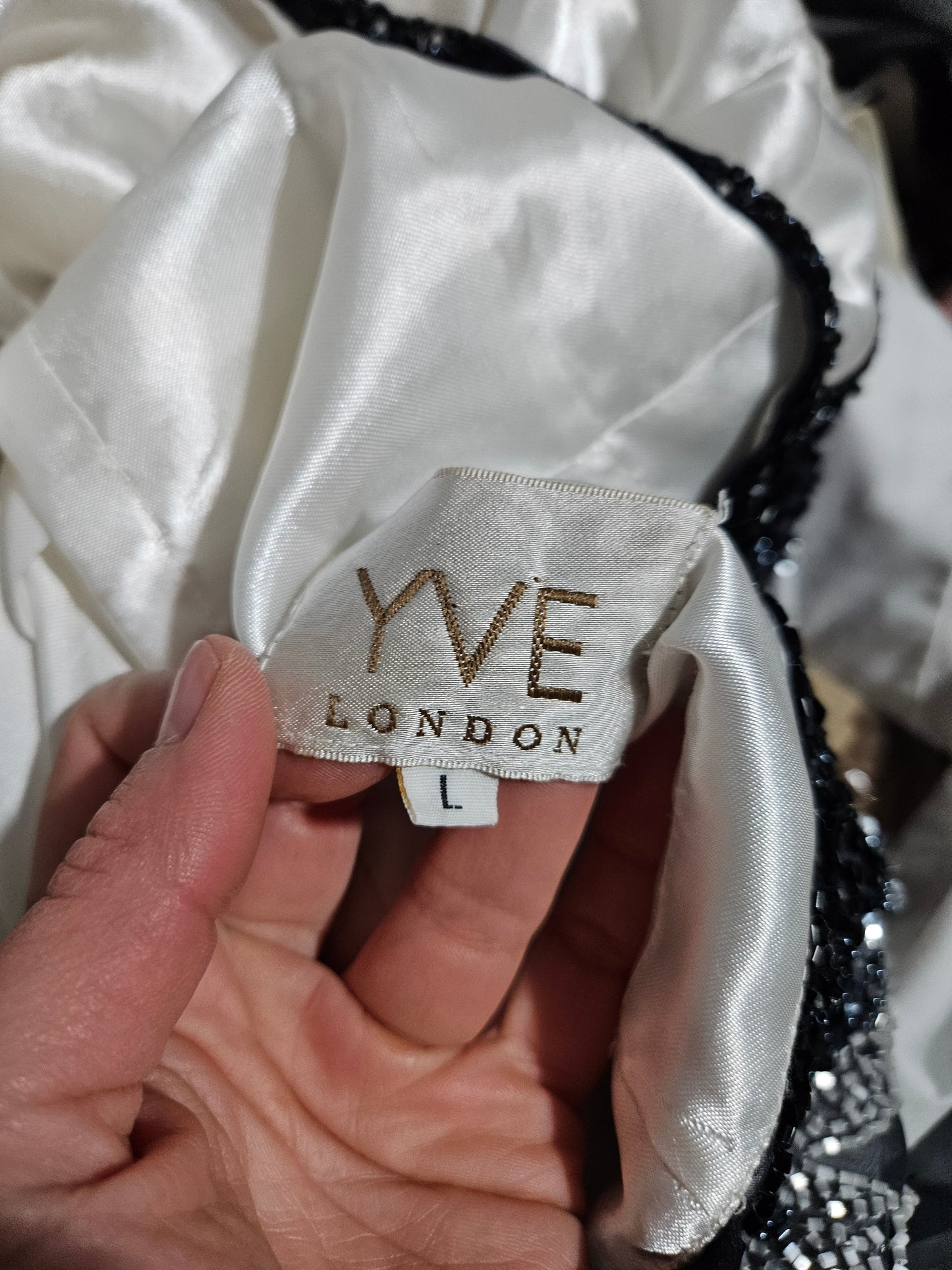 Yve London embroidered silk dress