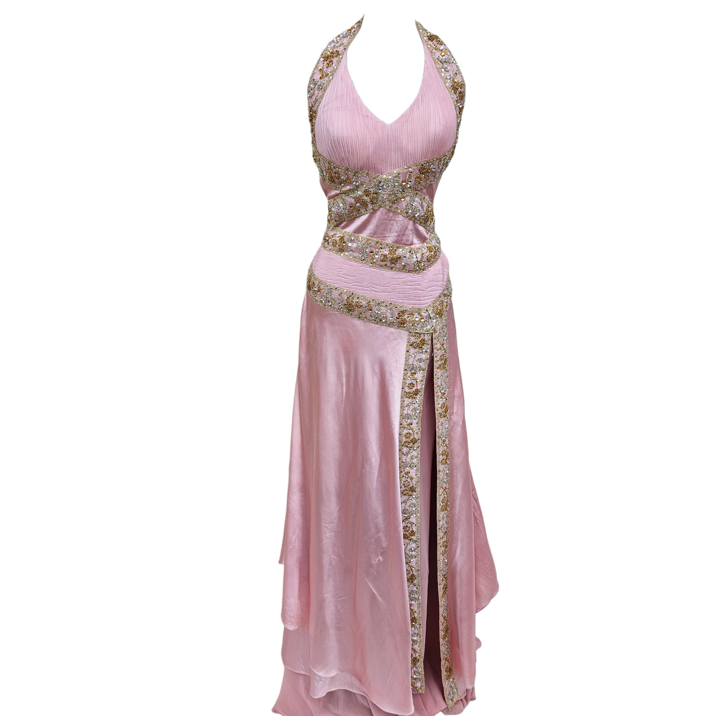Maxi robe dos nu rose