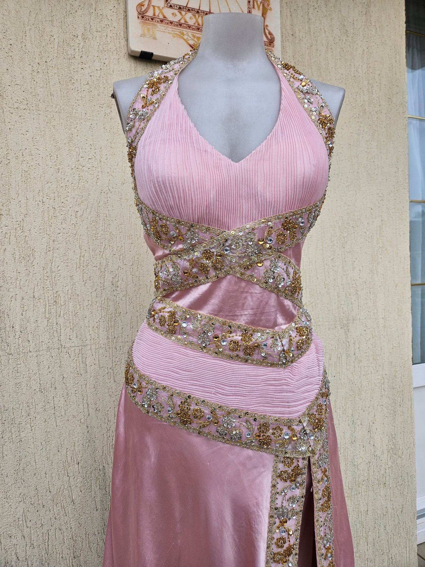 Maxi robe dos nu rose