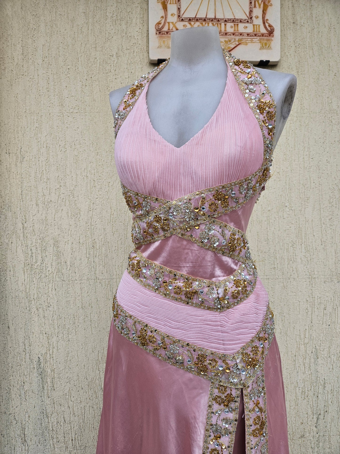 Maxi robe dos nu rose