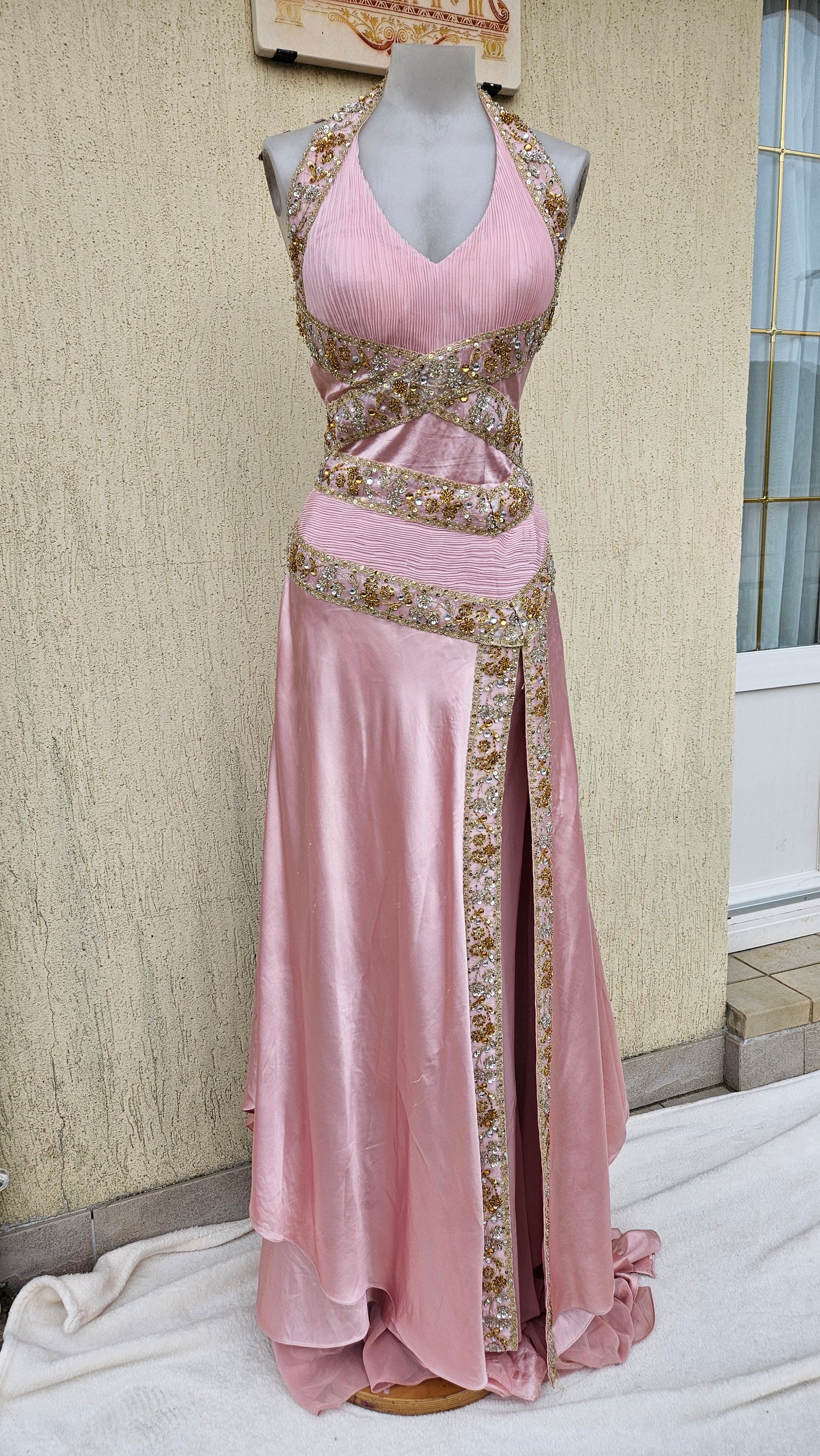 Maxi robe dos nu rose