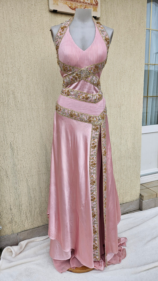 Maxi robe dos nu rose