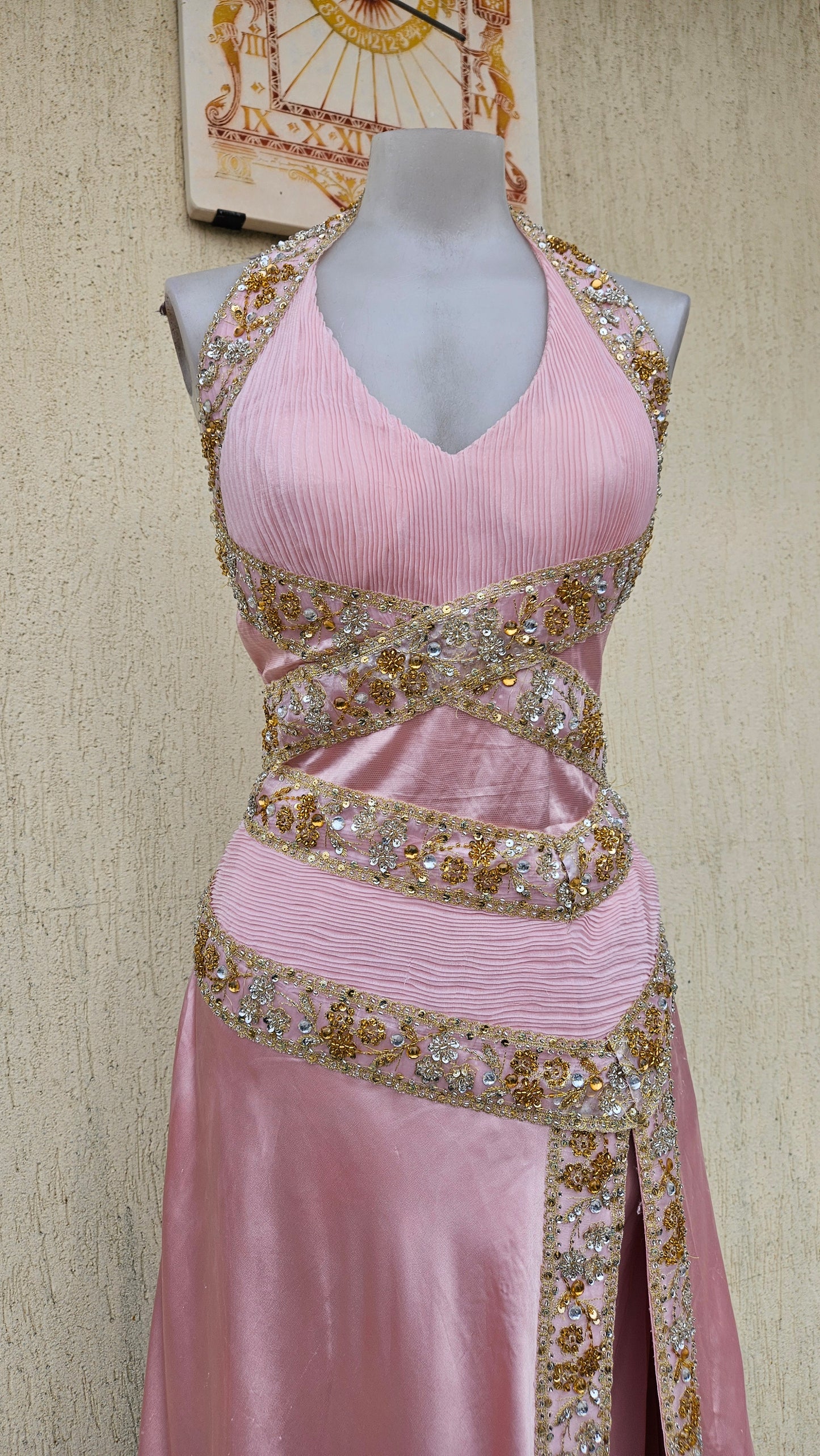 Maxi robe dos nu rose