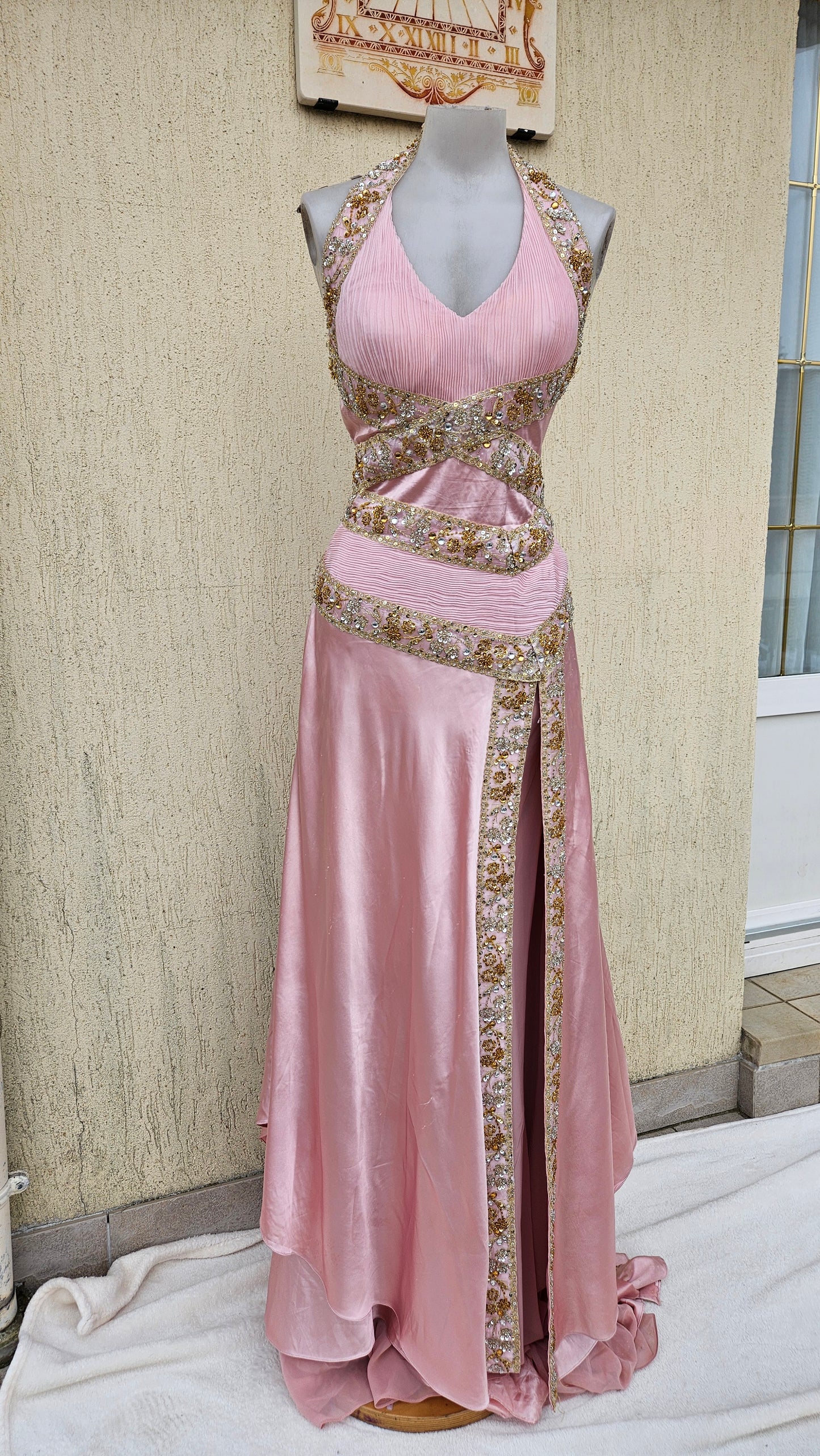 Maxi robe dos nu rose