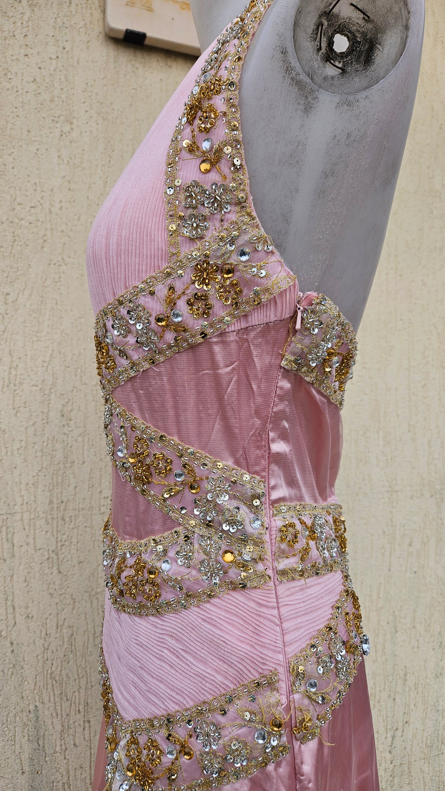 Maxi robe dos nu rose