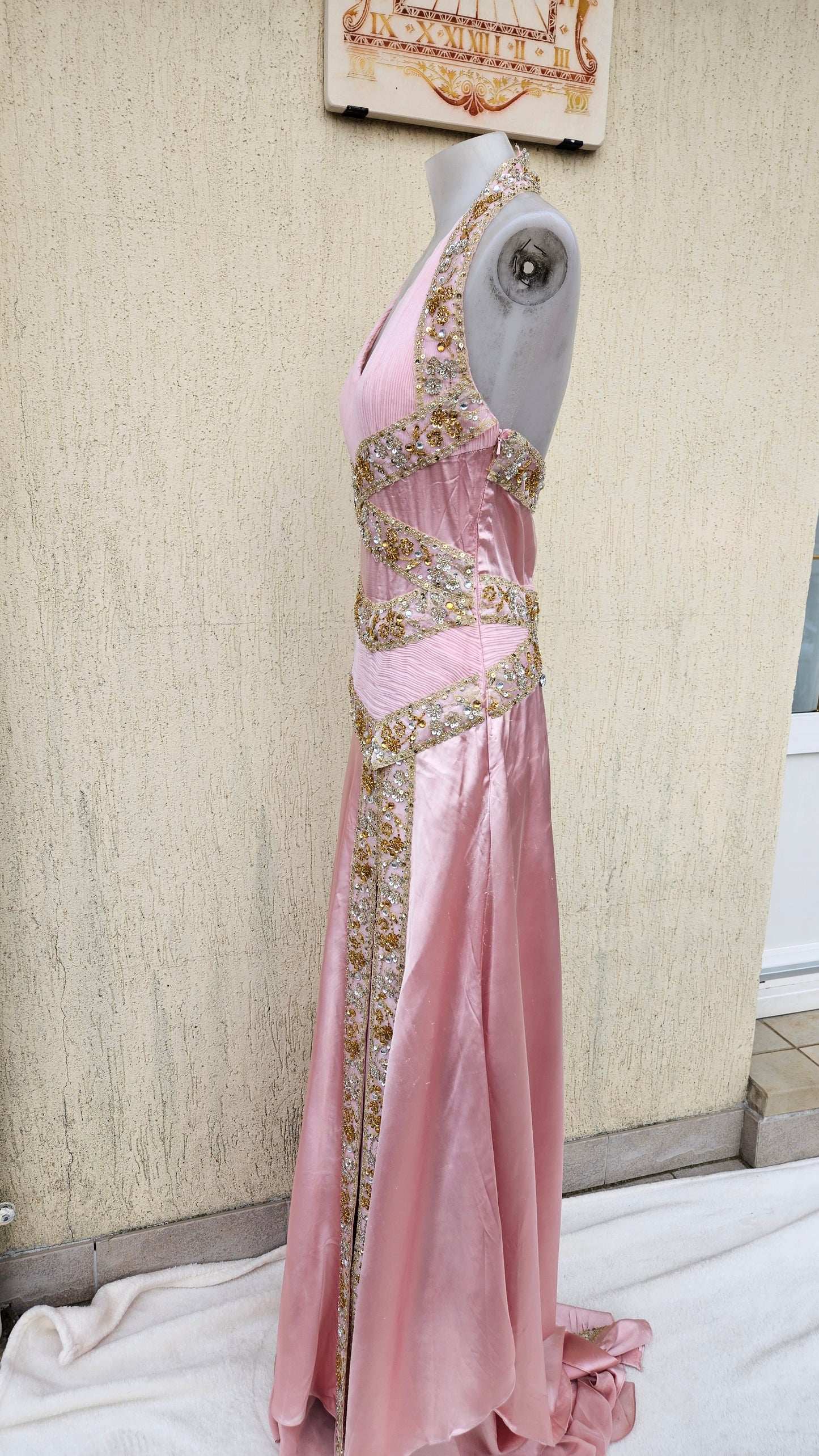 Maxi robe dos nu rose