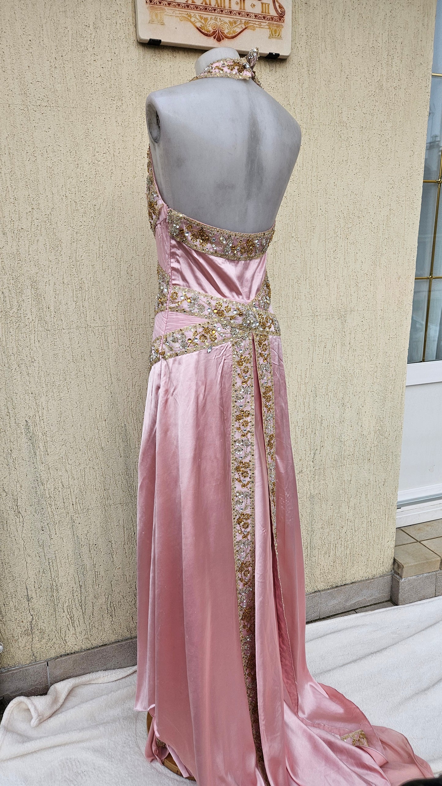 Maxi robe dos nu rose