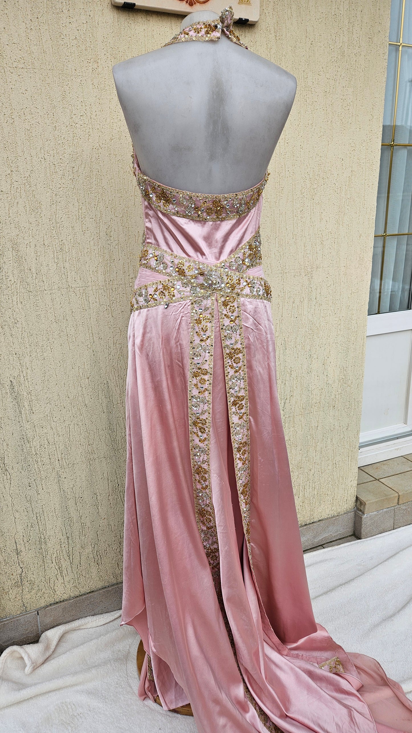 Maxi robe dos nu rose