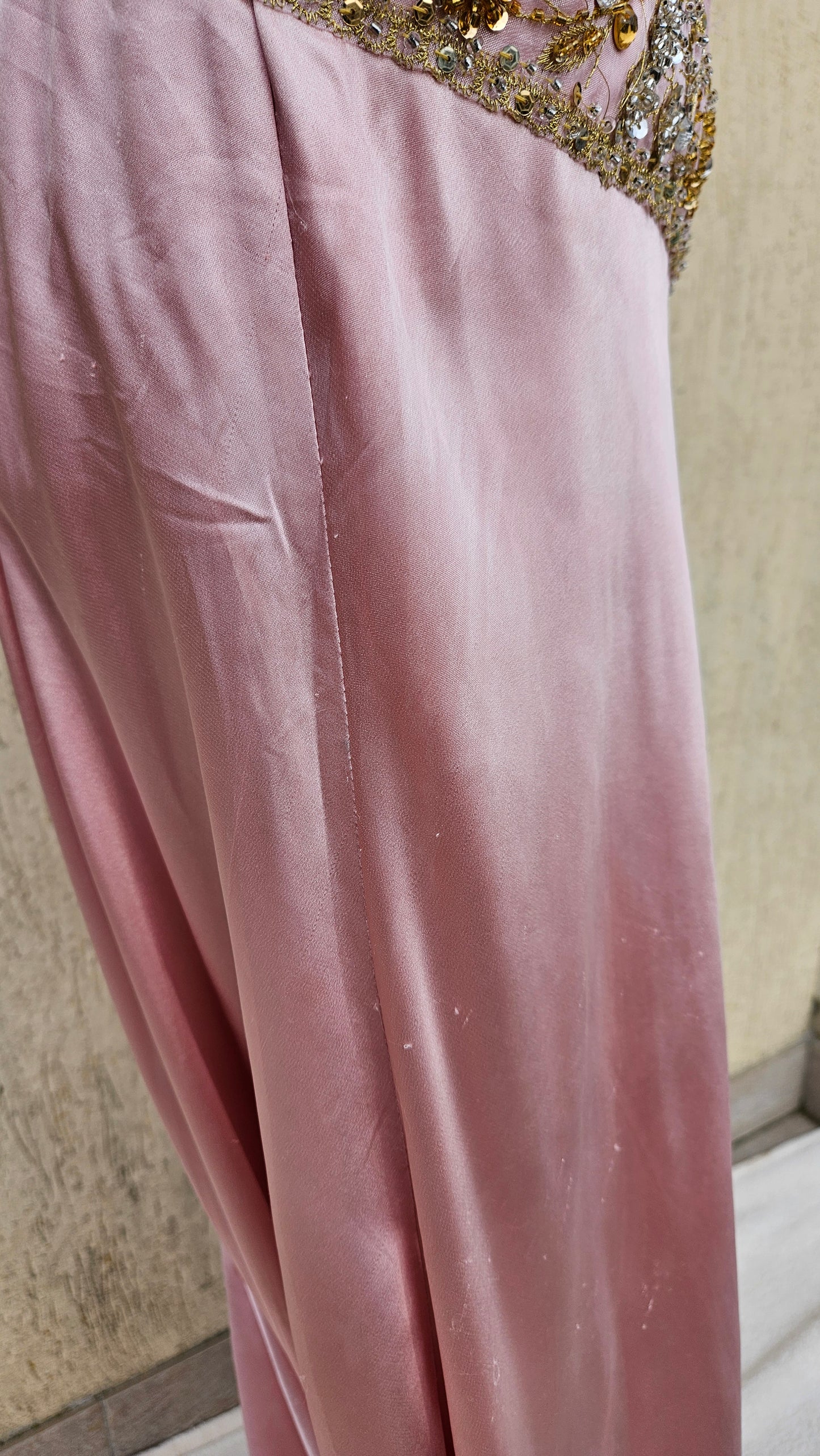 Maxi robe dos nu rose