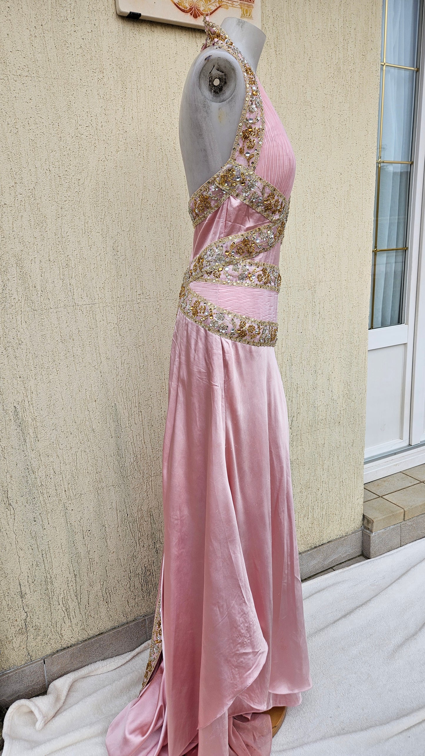 Maxi robe dos nu rose